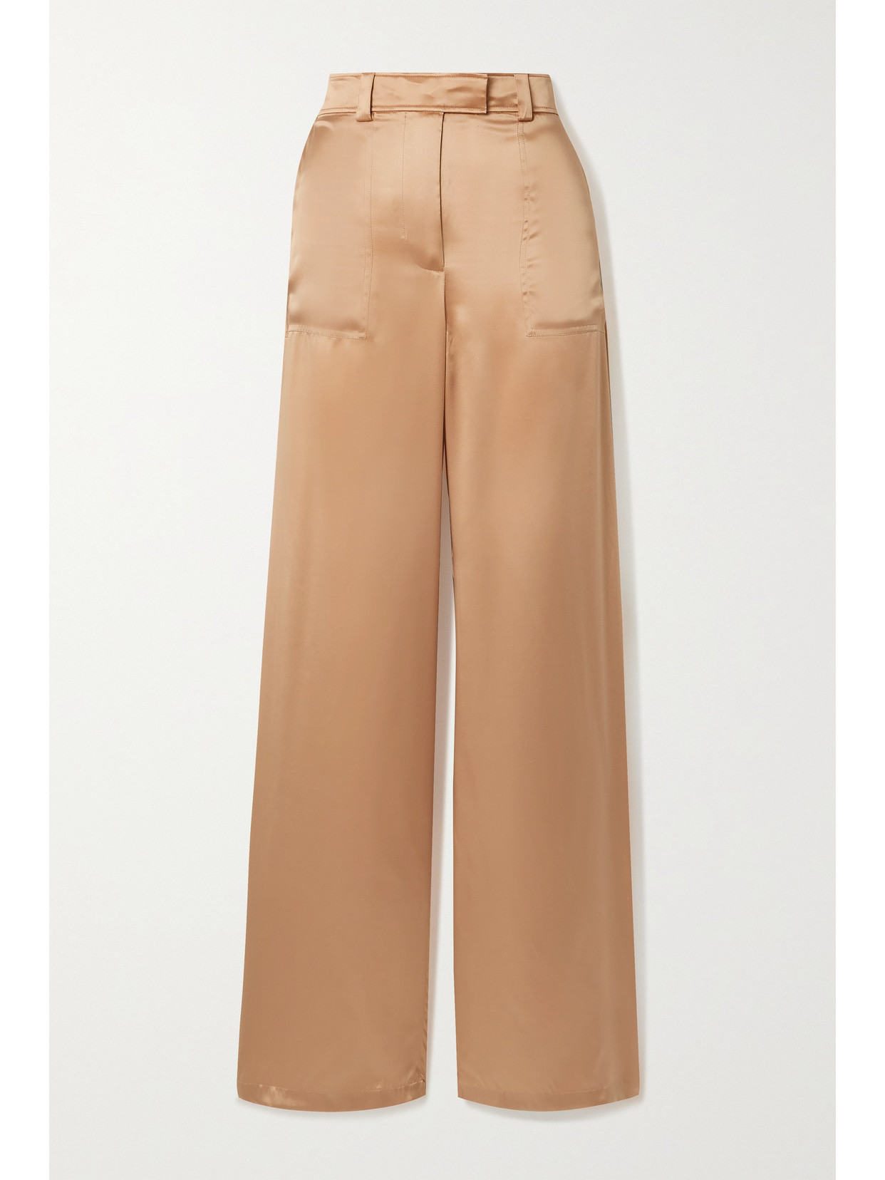 Tom Ford Silk-satin Wide-leg Pants In Peach