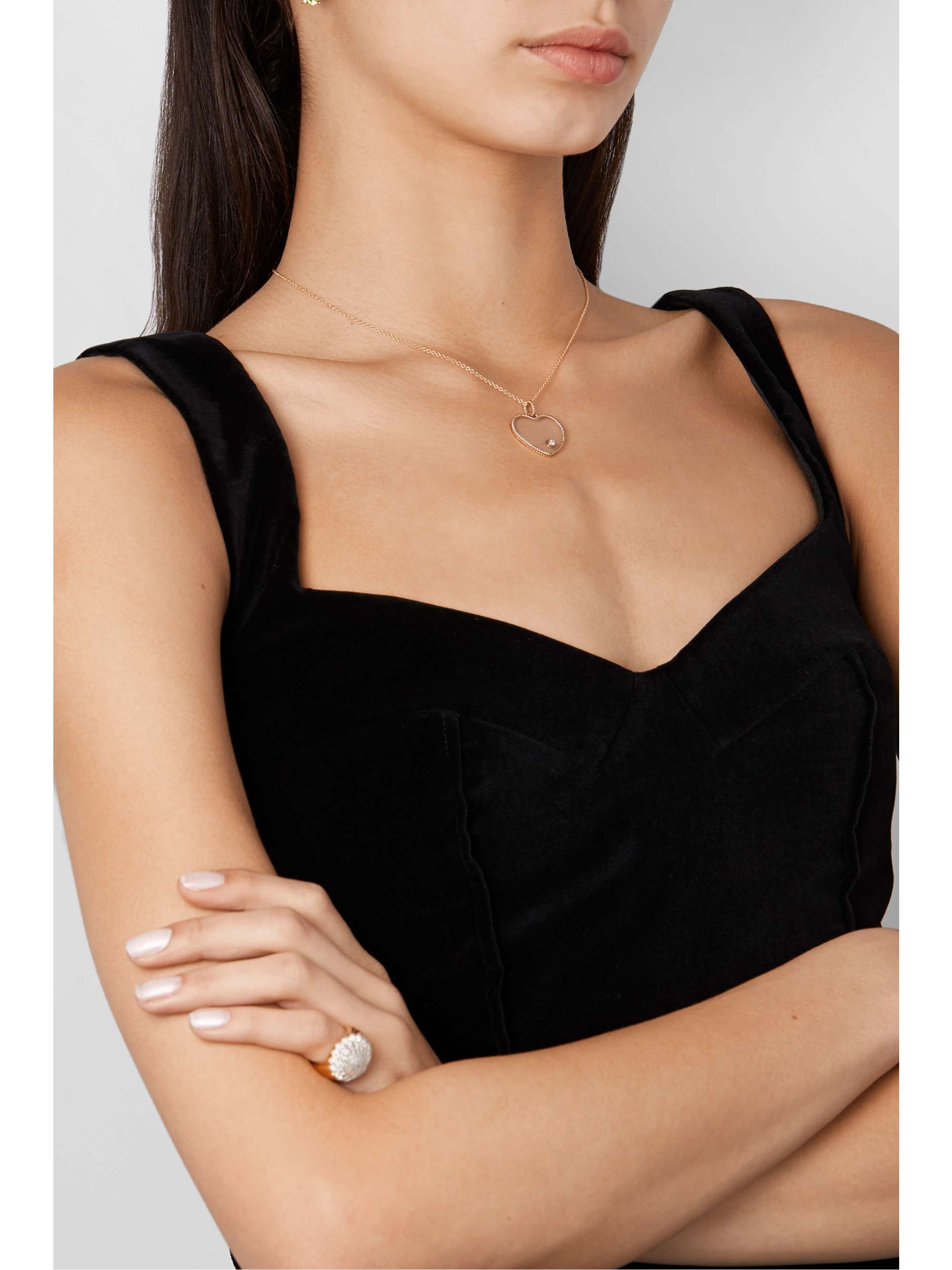 YVONNE LÉON 9-karat gold, diamond and glass necklace