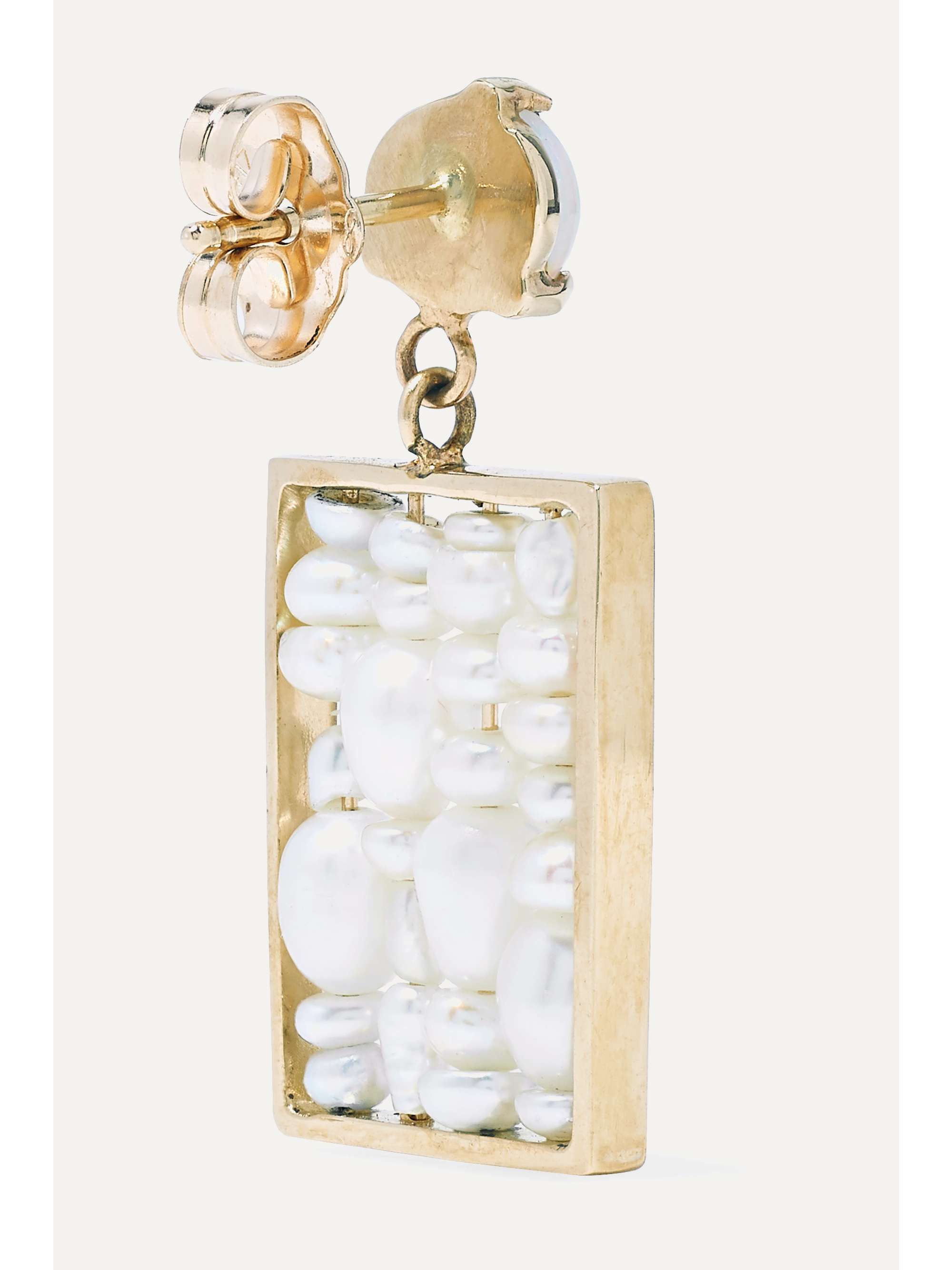 WWAKE + NET SUSTAIN Ohrringe aus 14 Karat Gold mit Perlen und Opal