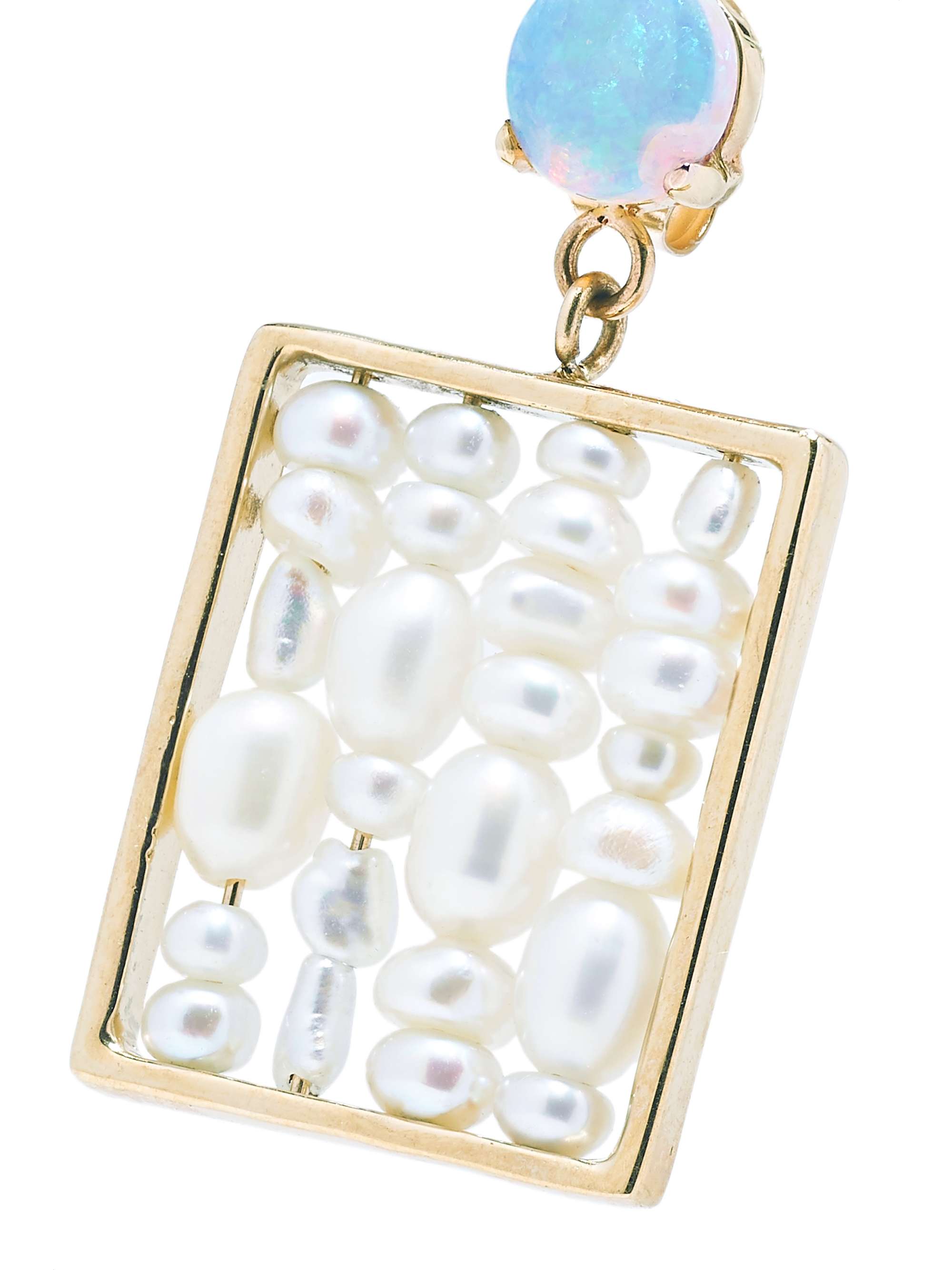 WWAKE + NET SUSTAIN Ohrringe aus 14 Karat Gold mit Perlen und Opal