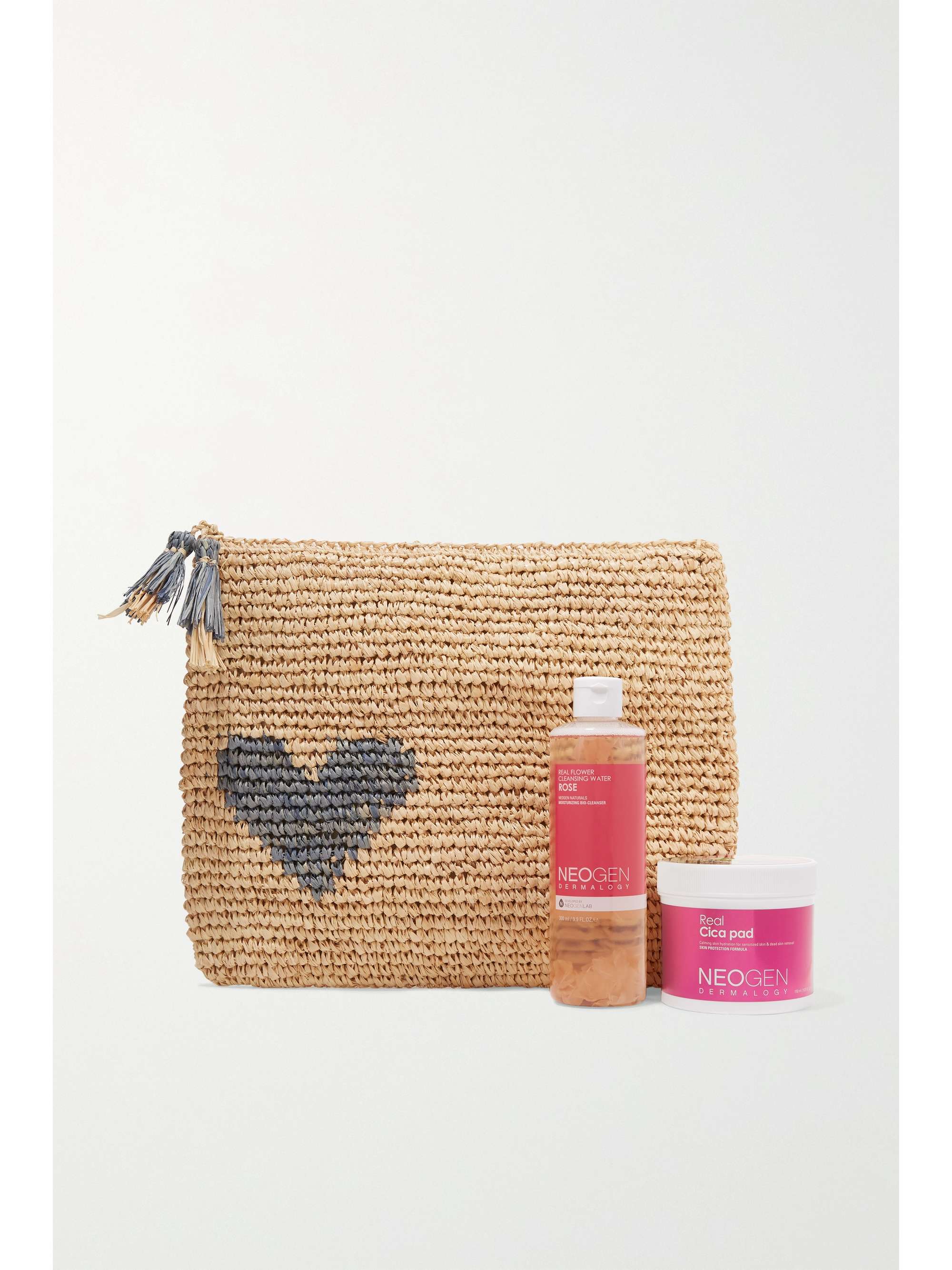AERIN BEAUTY Pochette en raphia Large