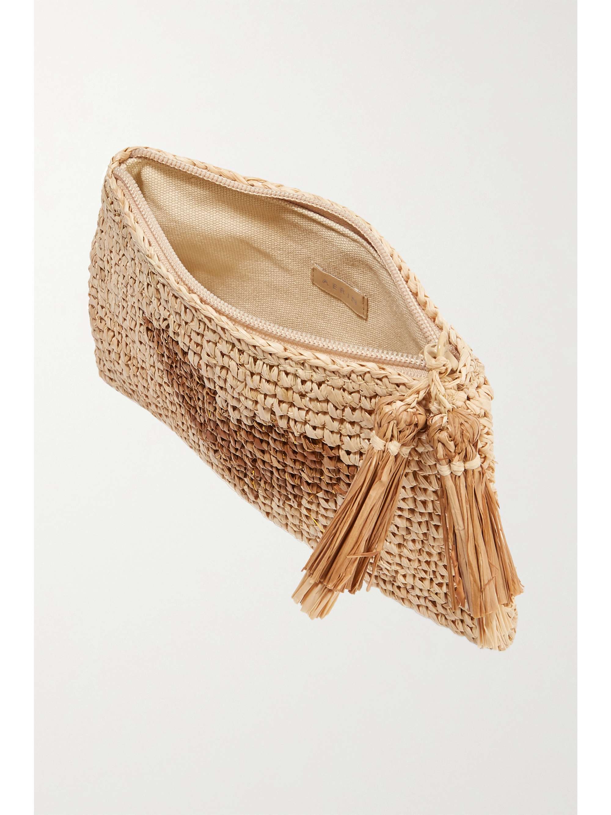 AERIN BEAUTY Trousse à maquillage en raphia Small