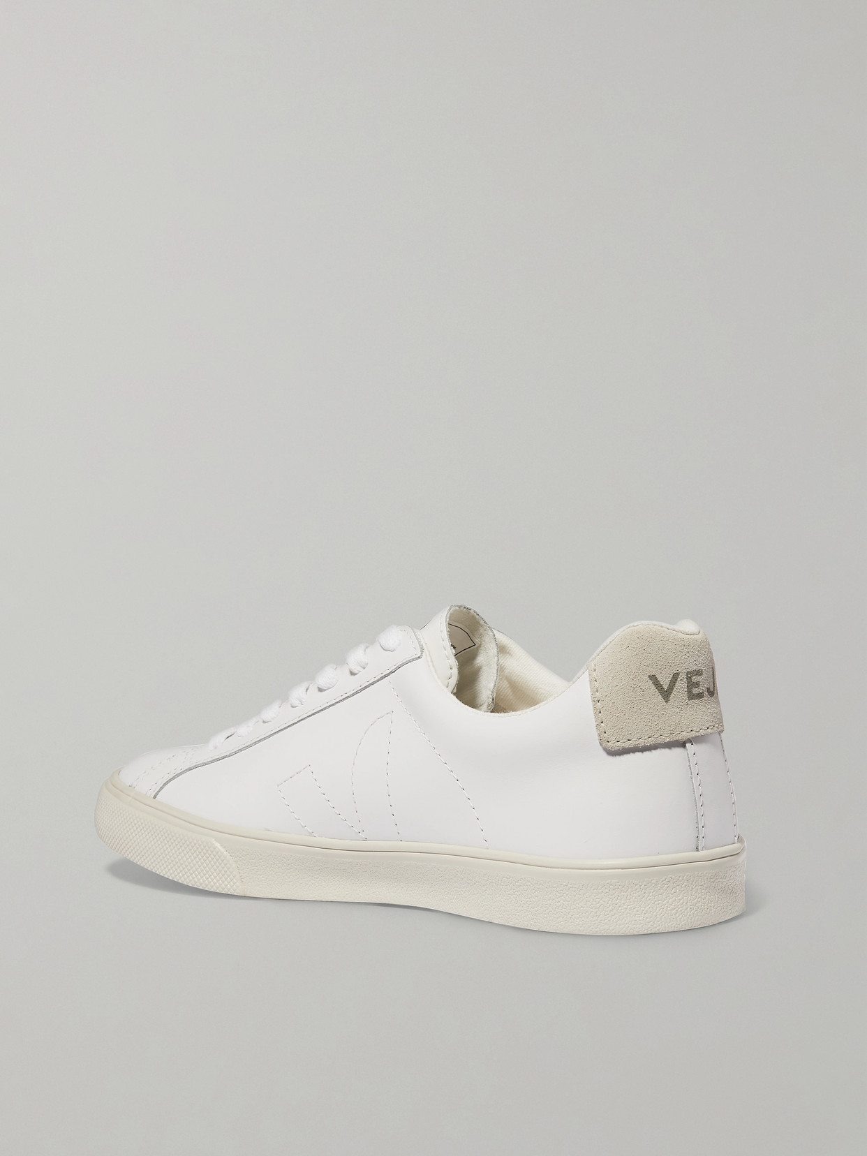 Shop Veja + Net Sustain Esplar Suede-trimmed Leather Sneakers In White