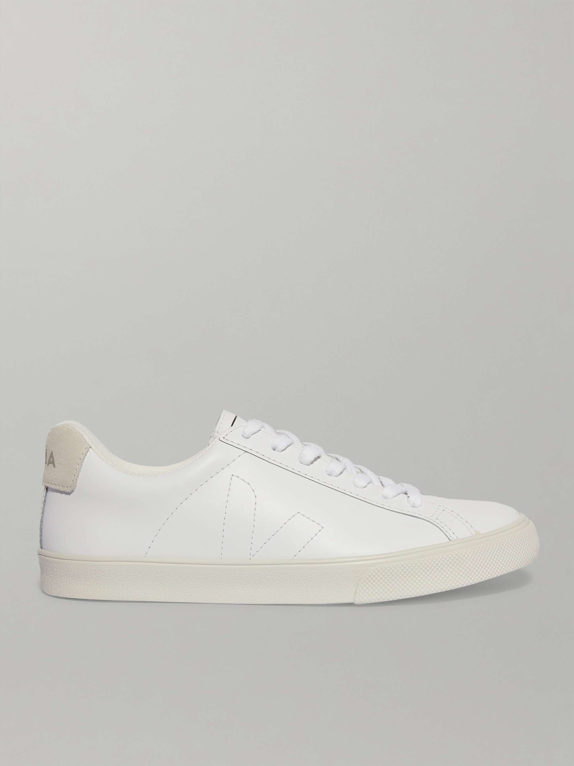 White + NET SUSTAIN Esplar suede-trimmed leather sneakers | VEJA | NET-A-PORTER