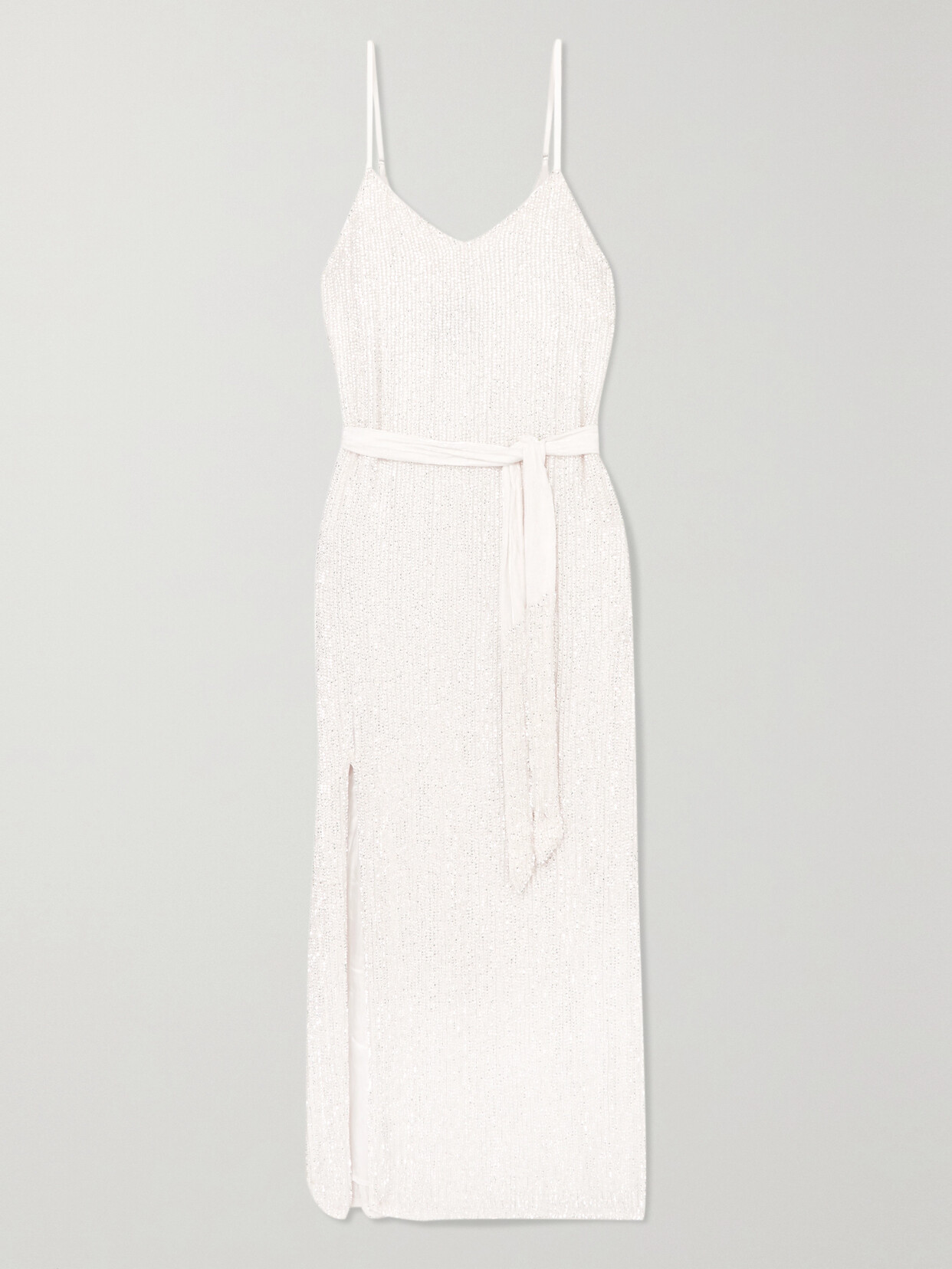 Retrofête Rebecca Velvet-trimmed Sequined Chiffon Dress - White