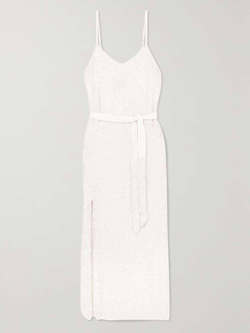 Retrofête Rebecca Velvet-trimmed Sequined Chiffon Dress - x large