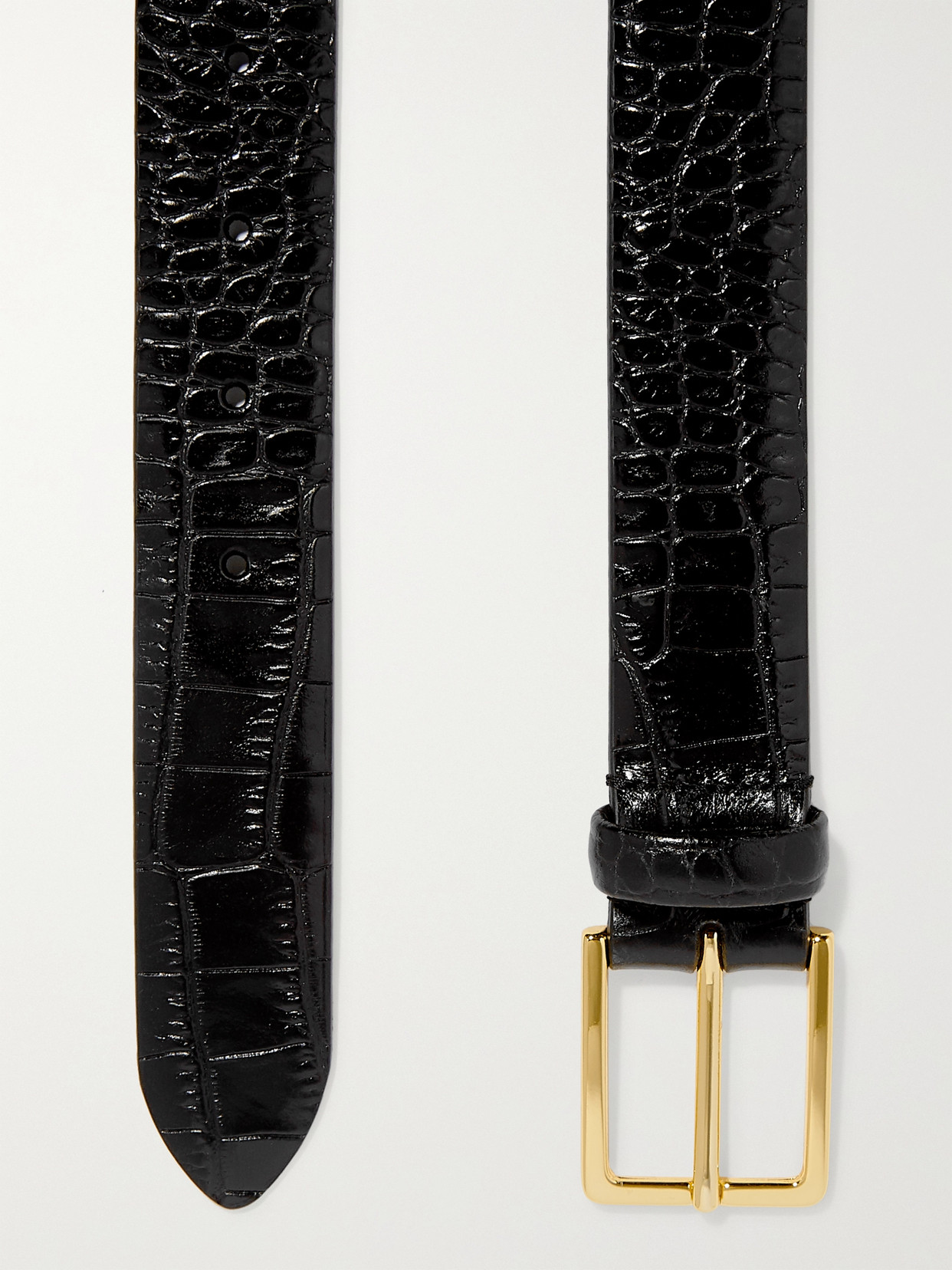 Anderson's Croc-effect Leather Belt In Black