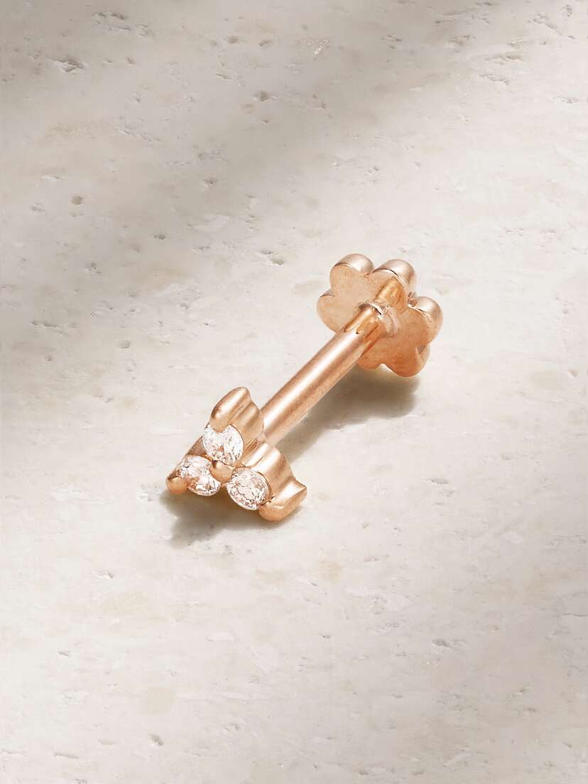 MARIA TASH Tiny 18-karat Rose Gold Diamond Earring