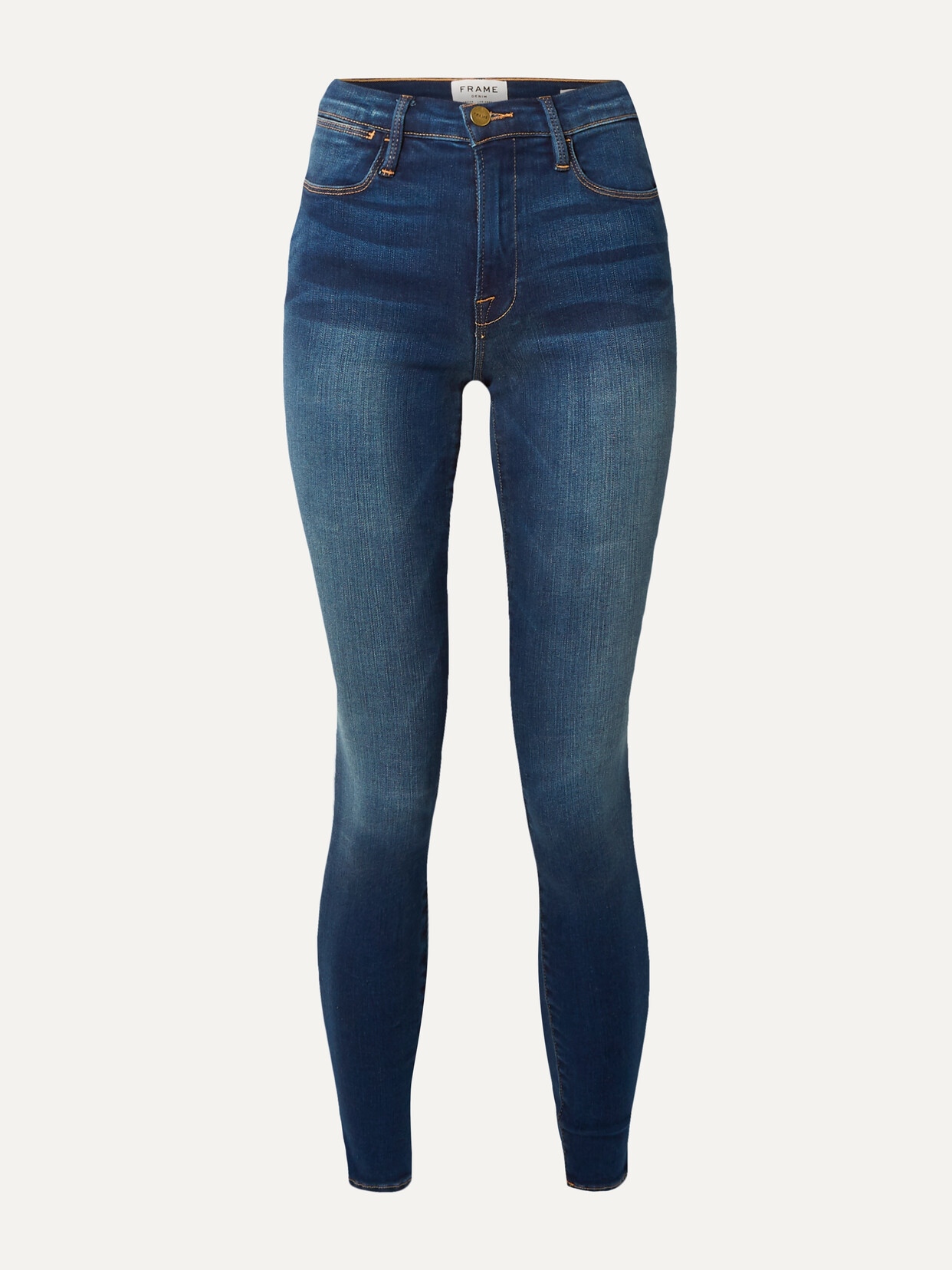 Frame Le High Cropped Skinny Jeans In Dark Denim