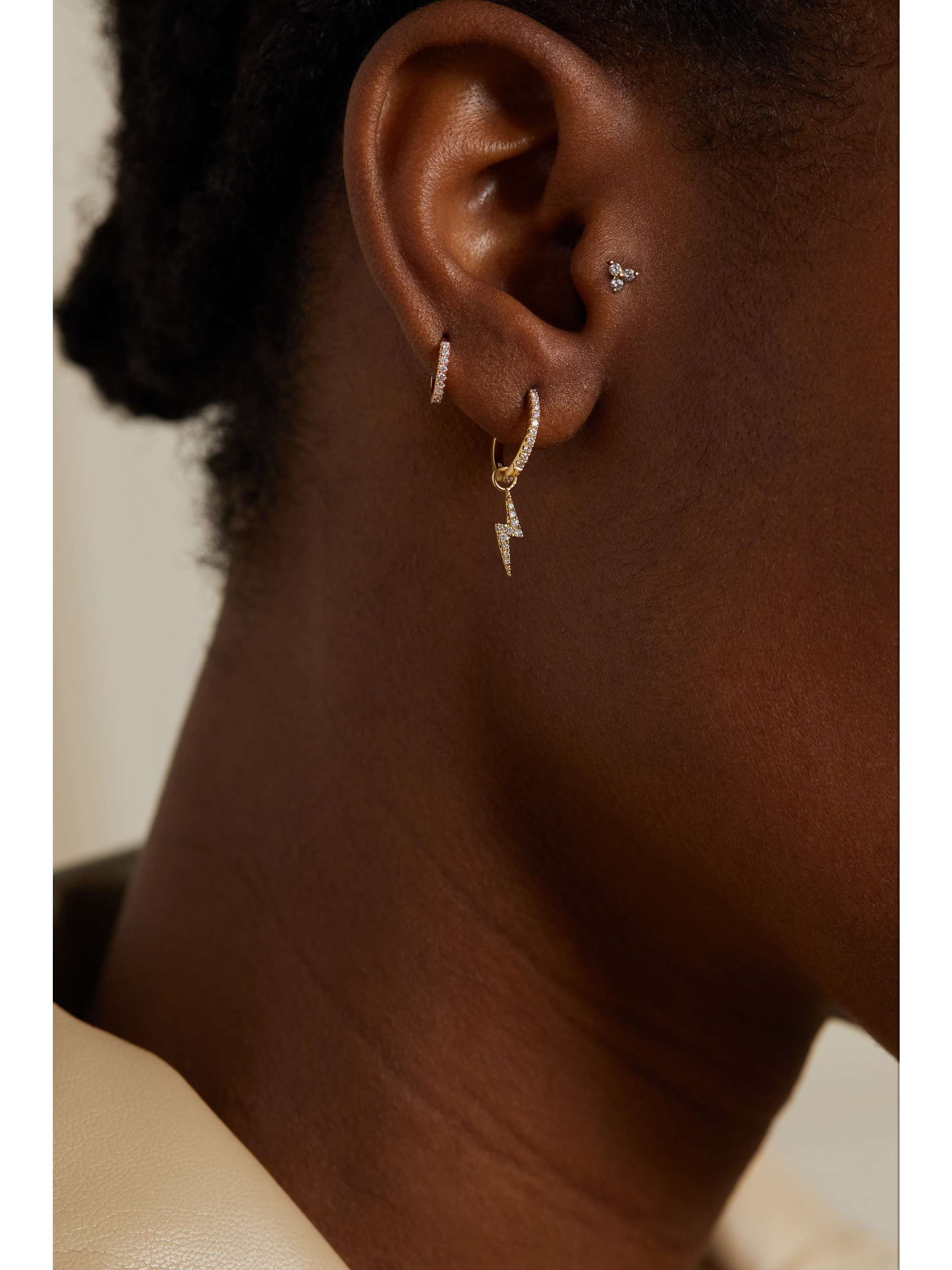 MARIA TASH Tiny 18-karat white gold diamond earring