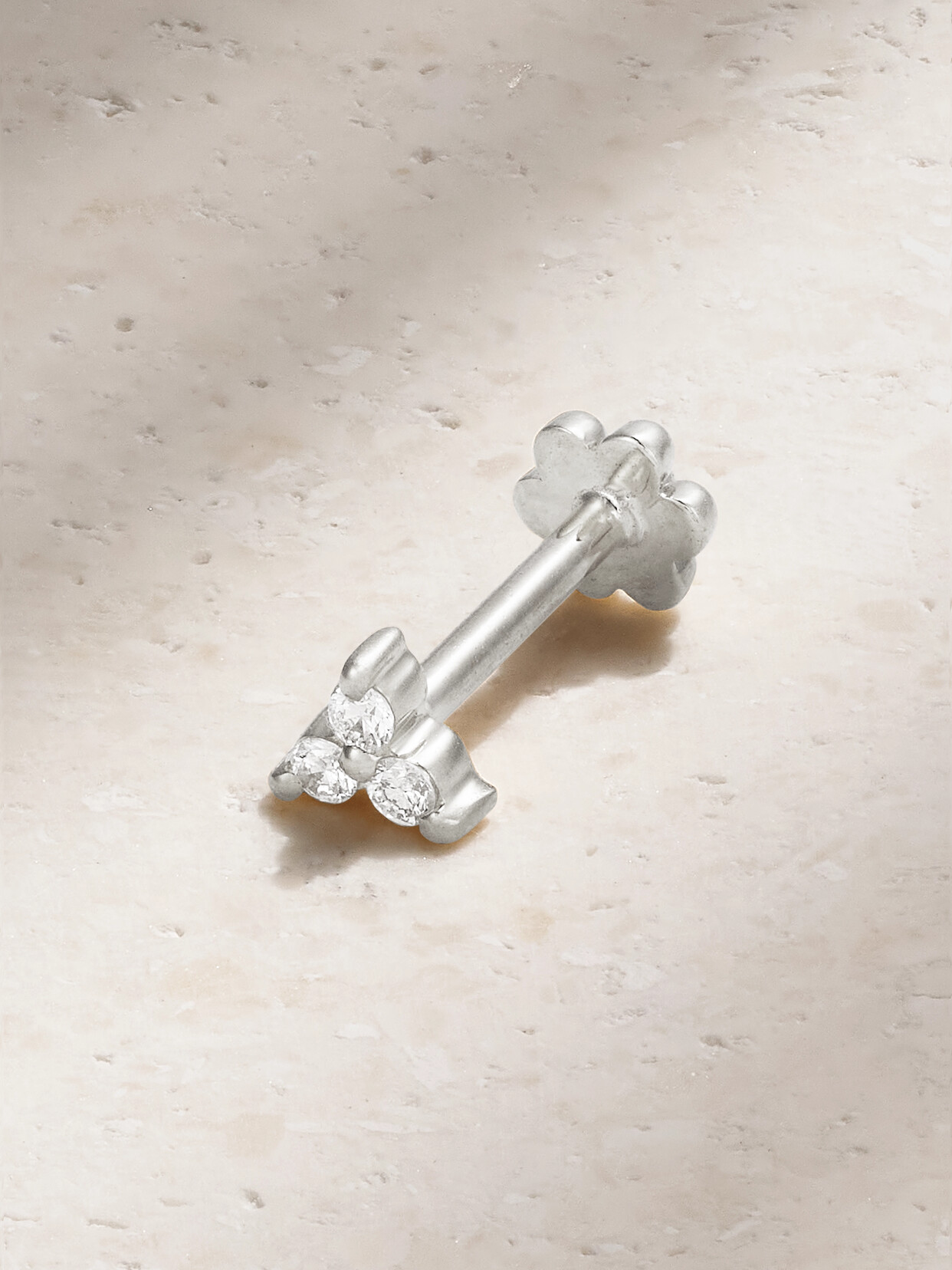 MARIA TASH - Tiny 18-karat White Gold Diamond Earring - Silver