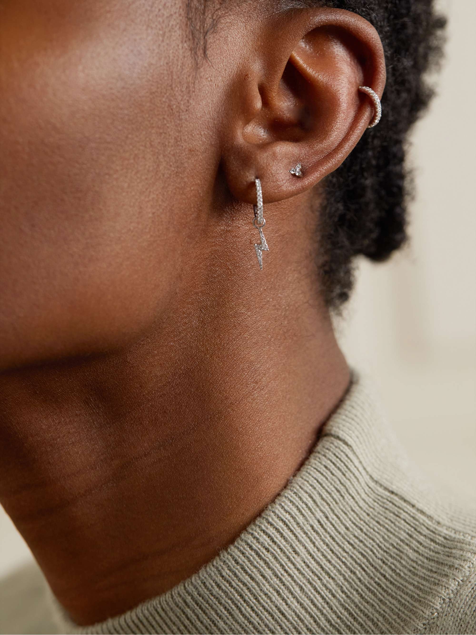 MARIA TASH Tiny 18-karat white gold diamond earring