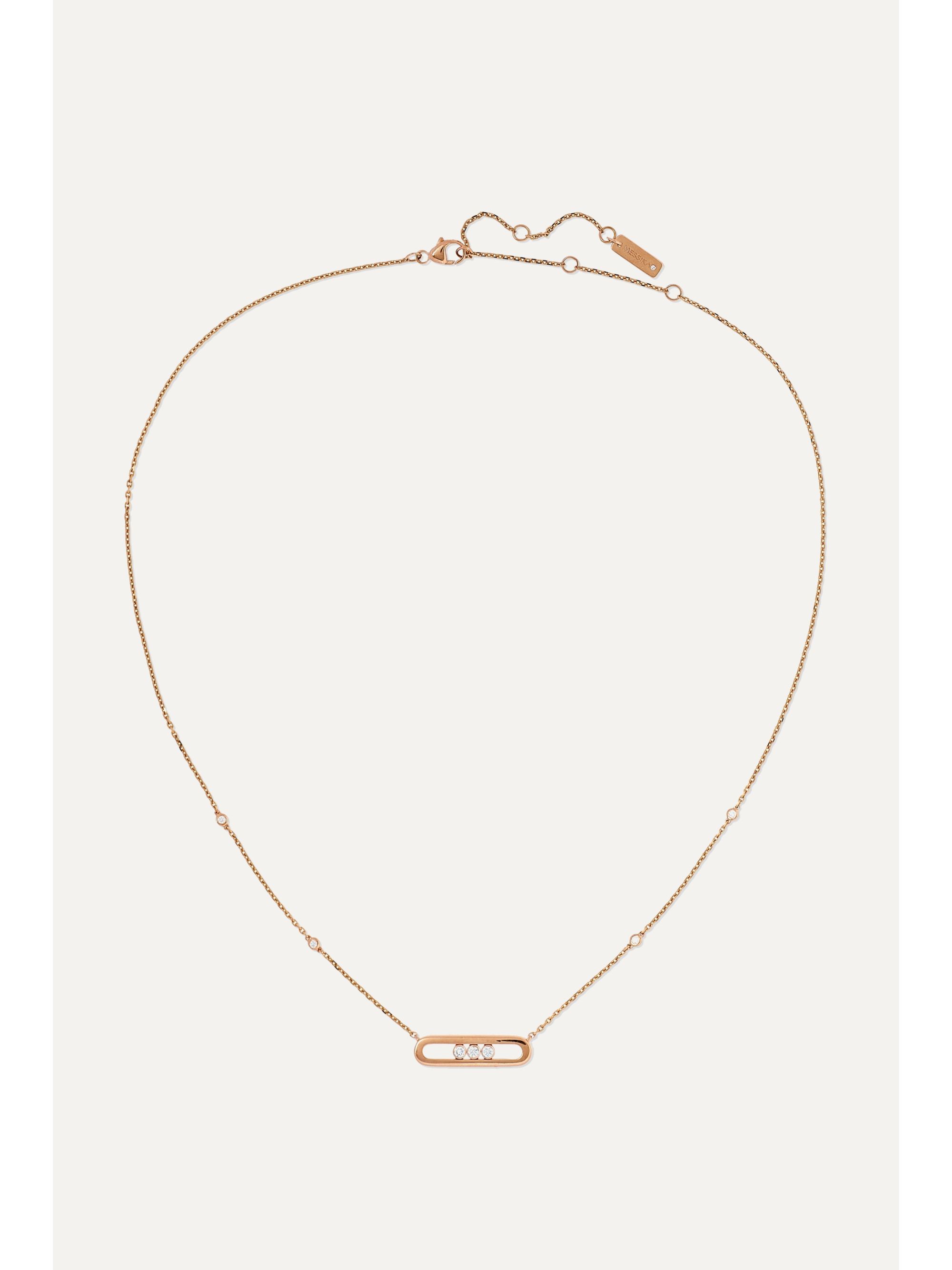 Rose Gold Baby Move 18 Karat Rose Gold Diamond Necklace Messika Net A Porter