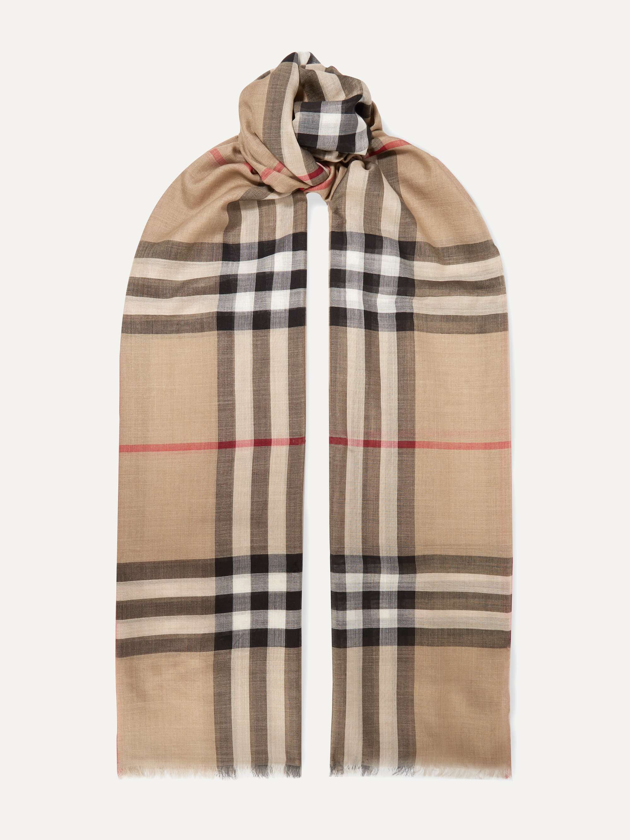 BURBERRY: Vintage Check Scarf in printed cashmere - Brown