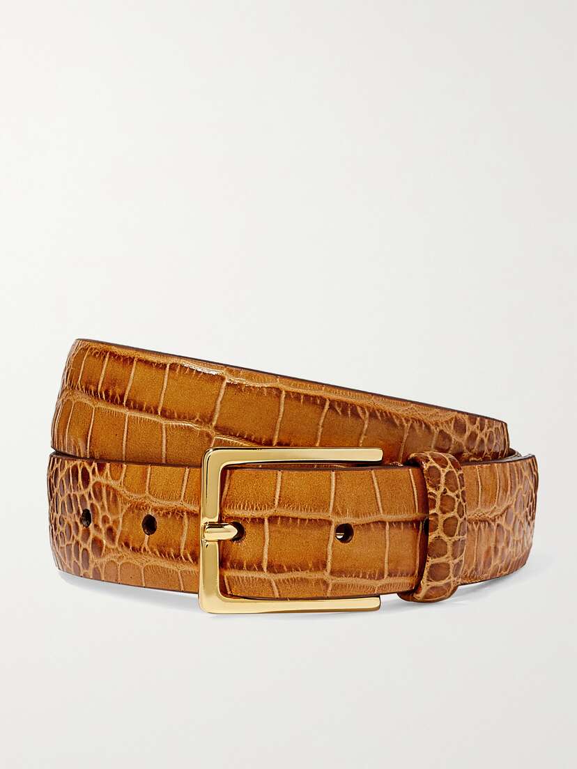 Anderson's Croc-effect Leather Belt