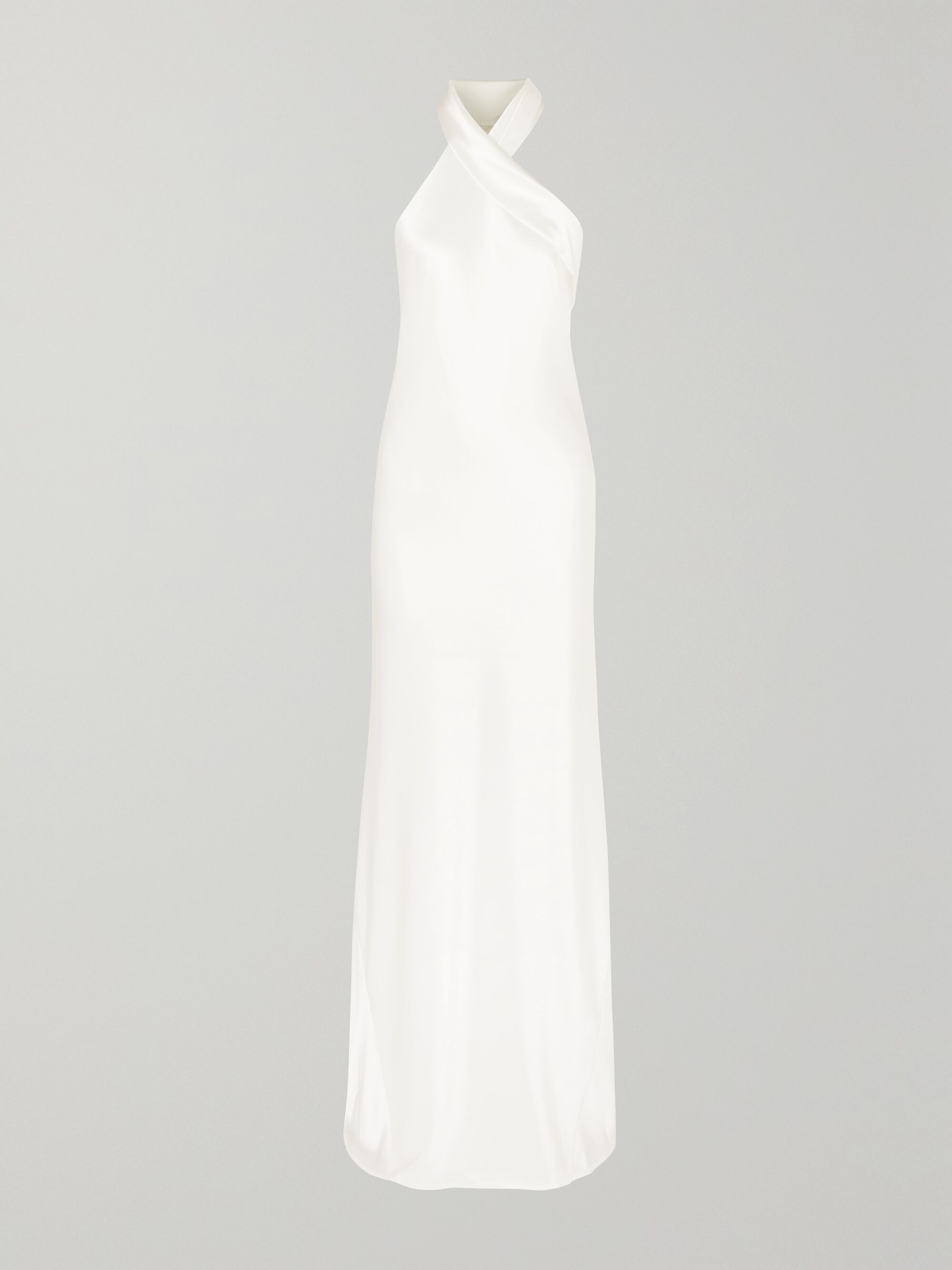 Blanc Robe De Mariee Asymetrique A Encolure Americaine En Satin Mayfair Net A Porter Galvan Net A Porter