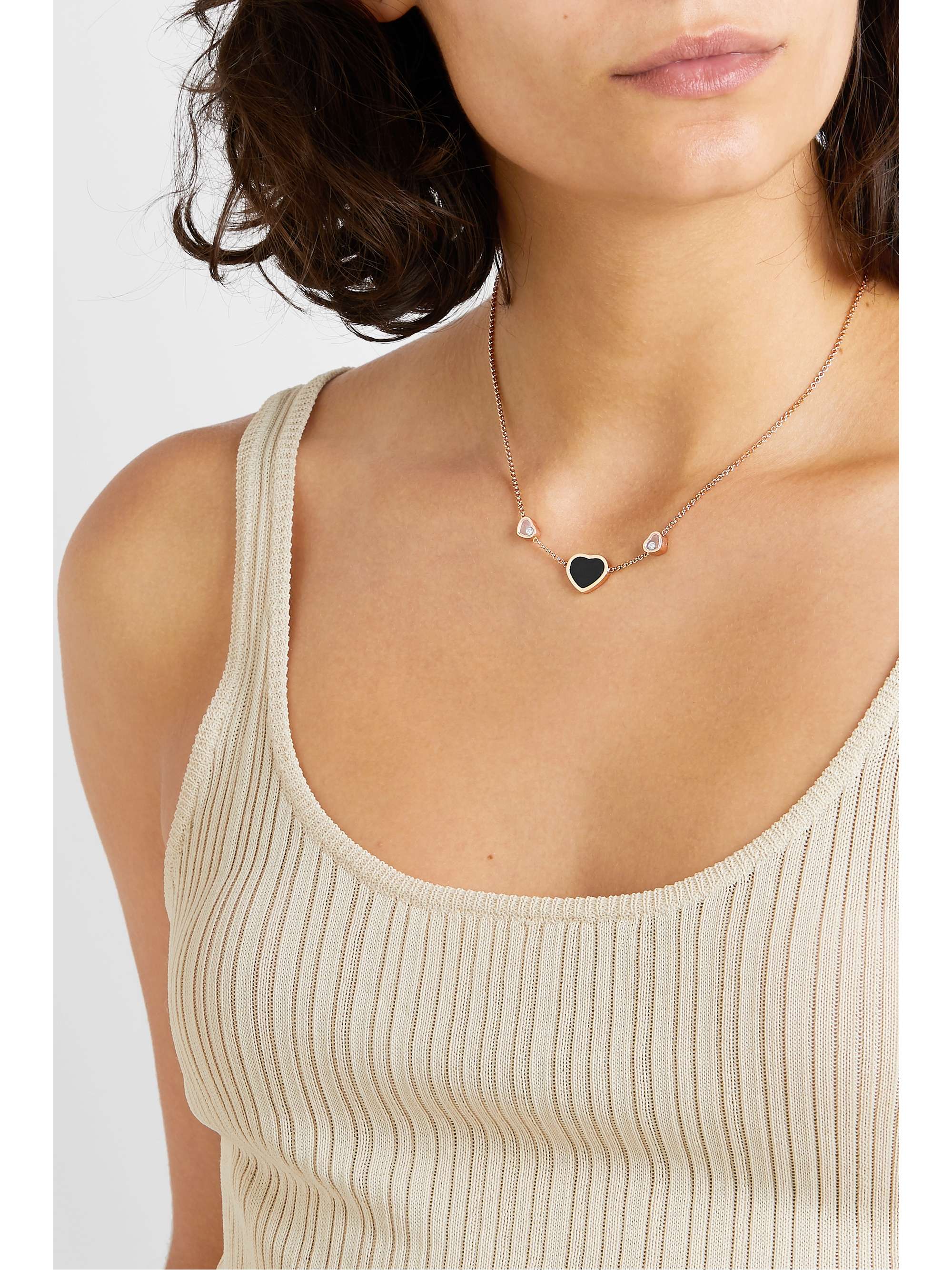 CHOPARD Happy Hearts 18-karat white gold diamond necklace