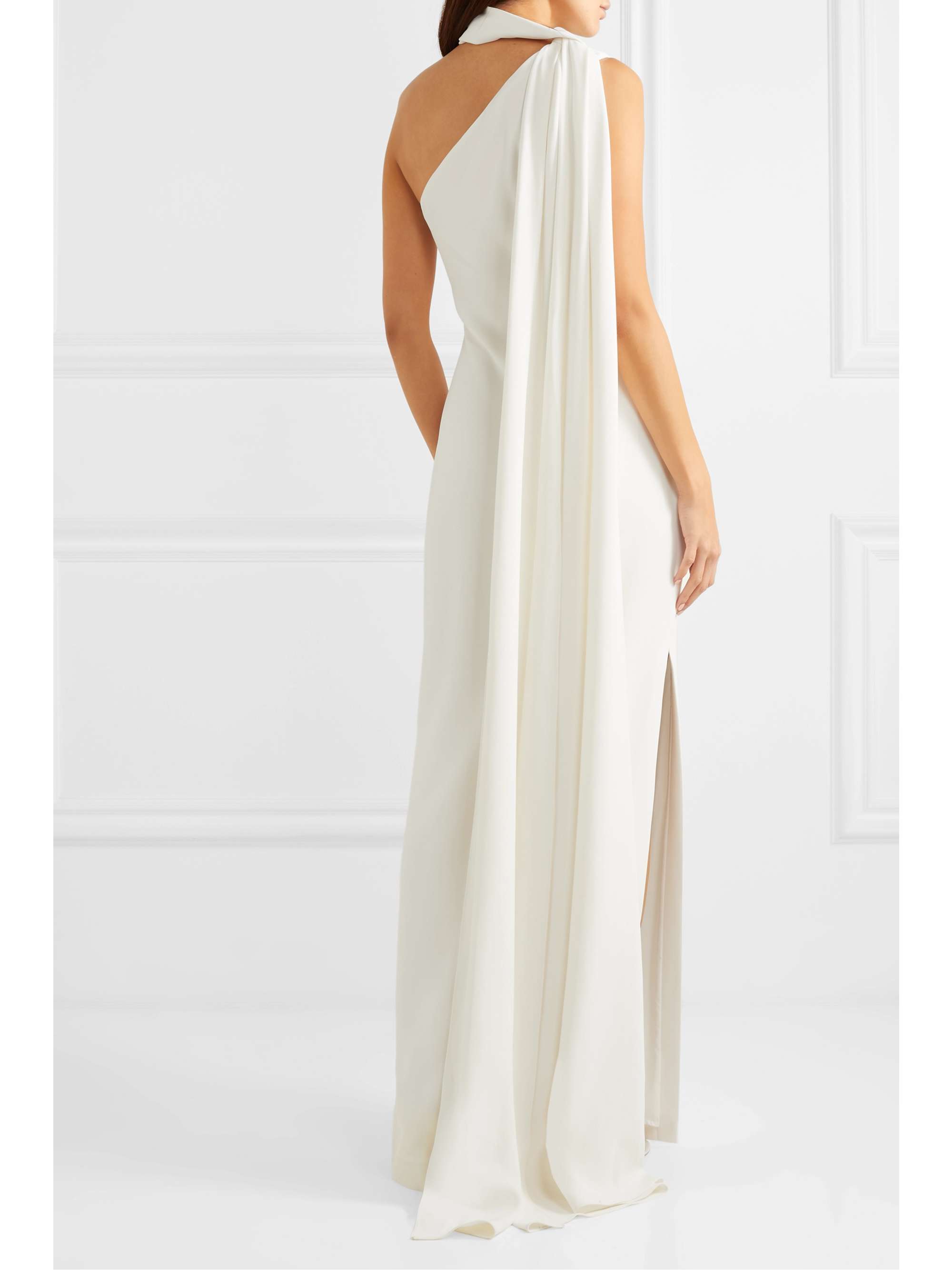 BRANDON MAXWELL One-shoulder draped crepe gown