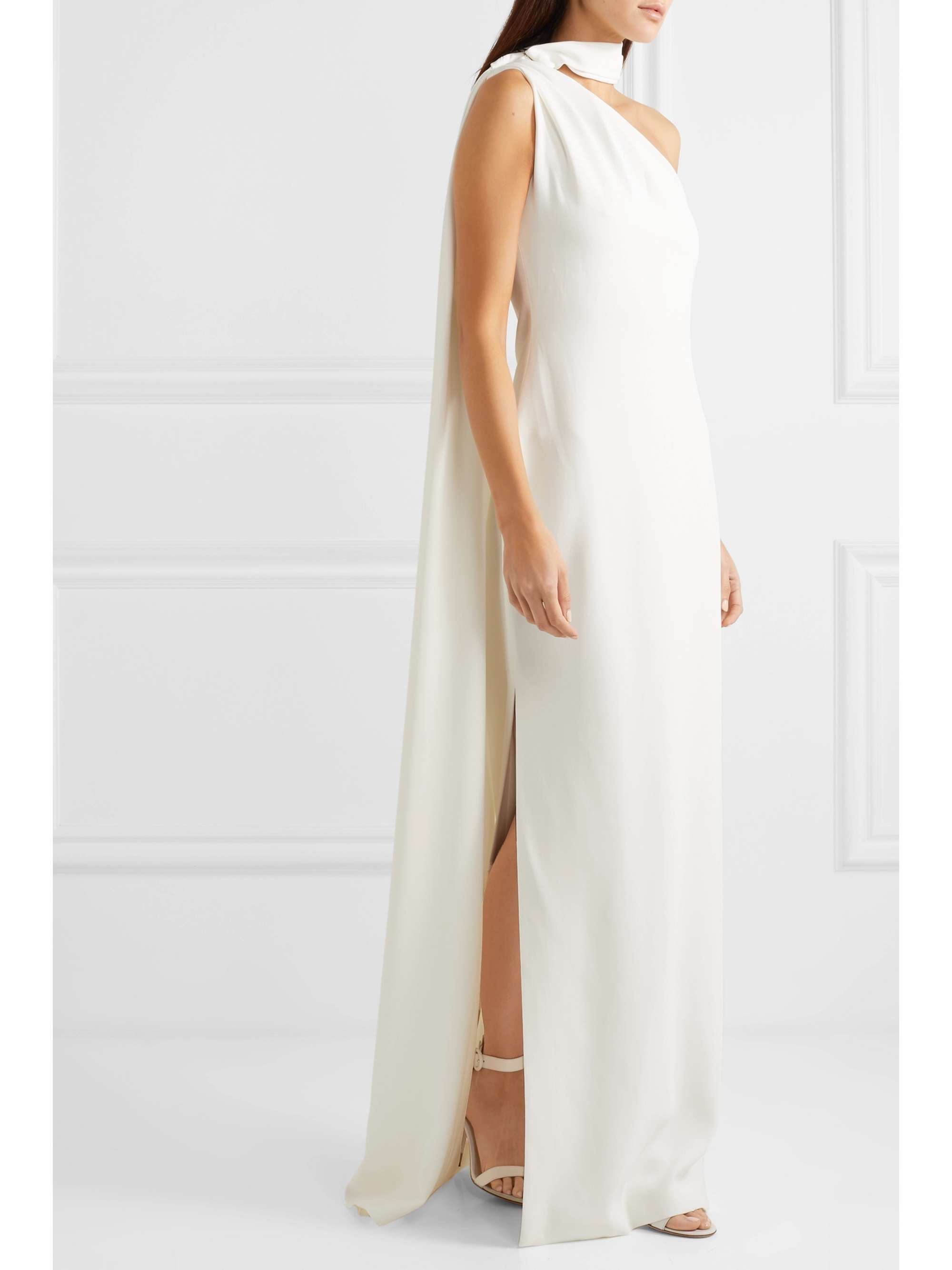 BRANDON MAXWELL One-shoulder draped crepe gown
