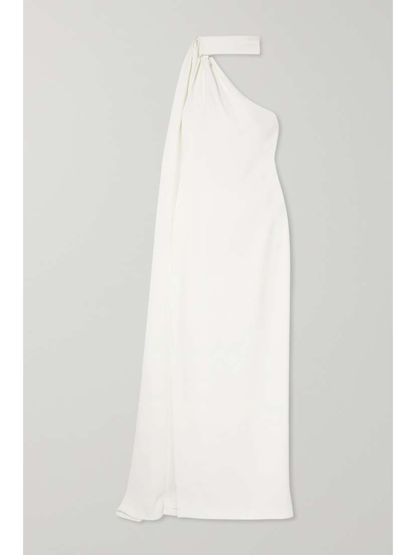 Brandon Maxwell One-shoulder Draped Crepe Gown