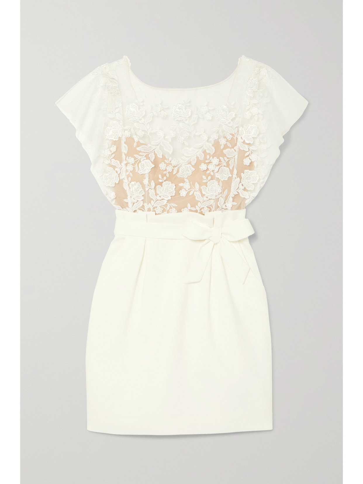 Rime Arodaky Baker Embroidered Tulle And Crepe Mini Dress In White