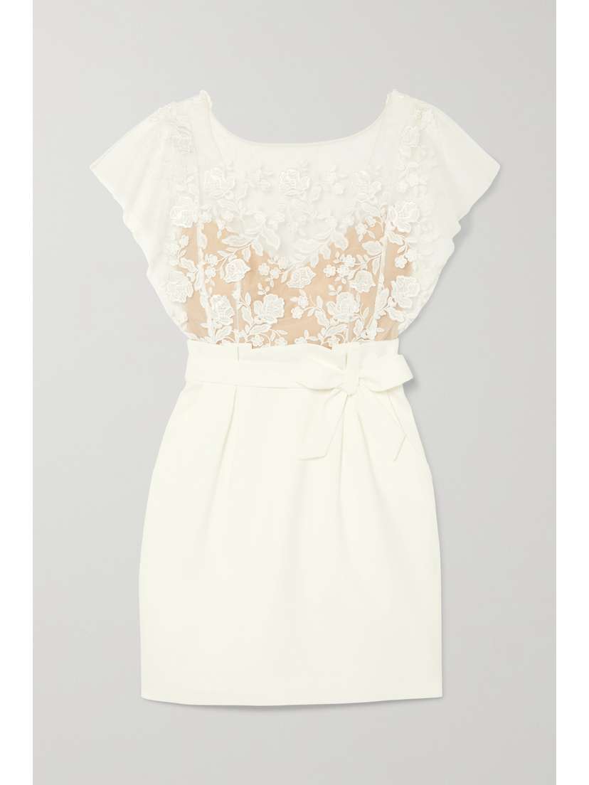 Rime Arodaky Baker Embroidered Tulle And Crepe Mini Dress
