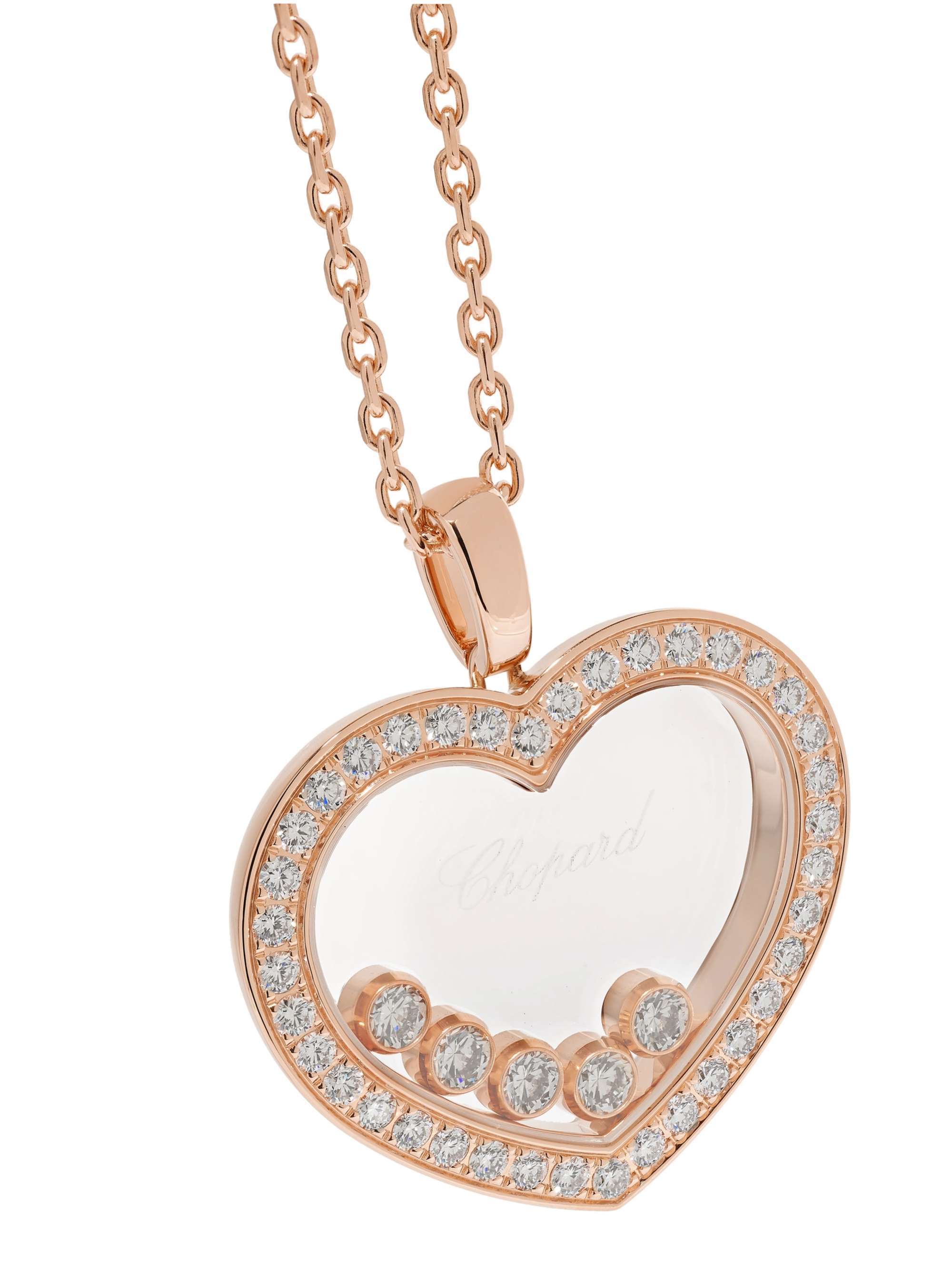 CHOPARD + NET SUSTAIN Happy Diamonds 18-karat rose gold diamond necklace