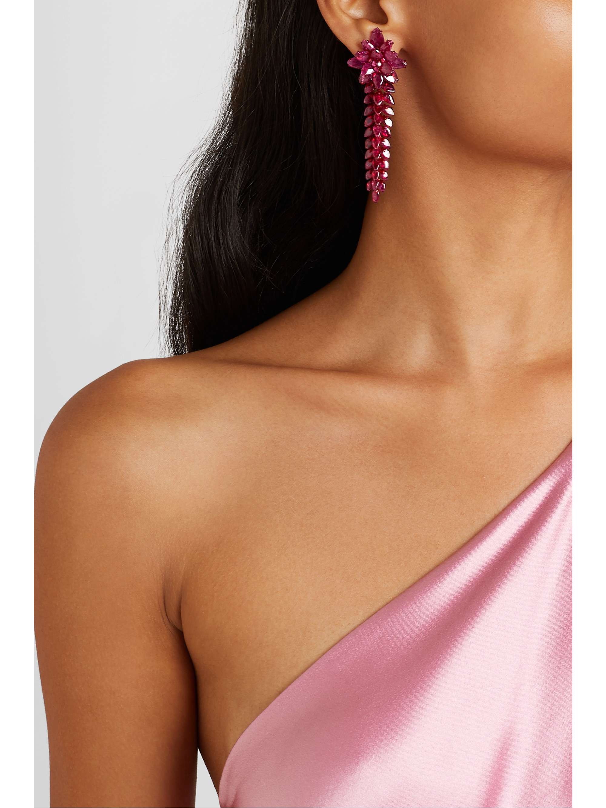 BINA GOENKA 18-karat gold ruby earrings