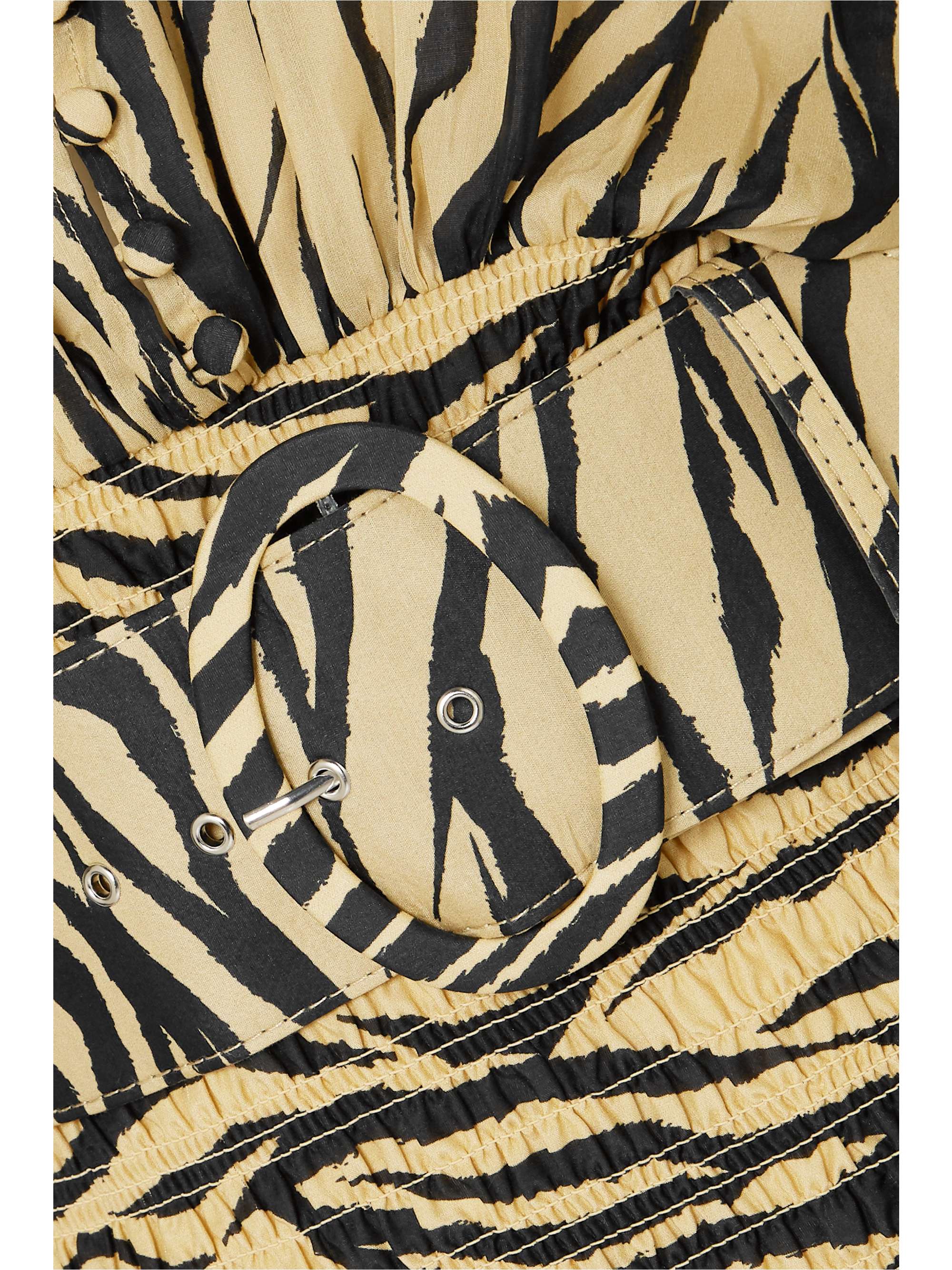 NICHOLAS Belted smocked zebra-print cotton and silk-blend midi dress |  NET-A-PORTER