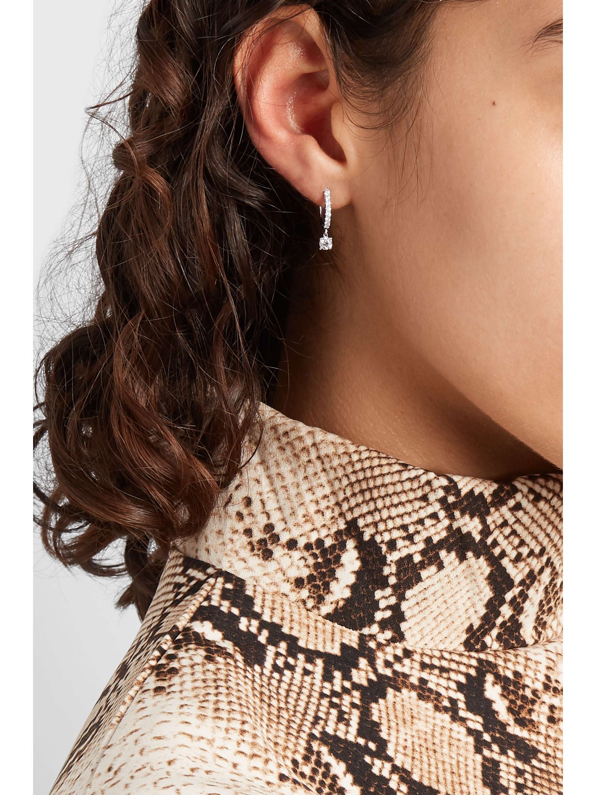 ANITA KO 18-karat white gold diamond hoop earring