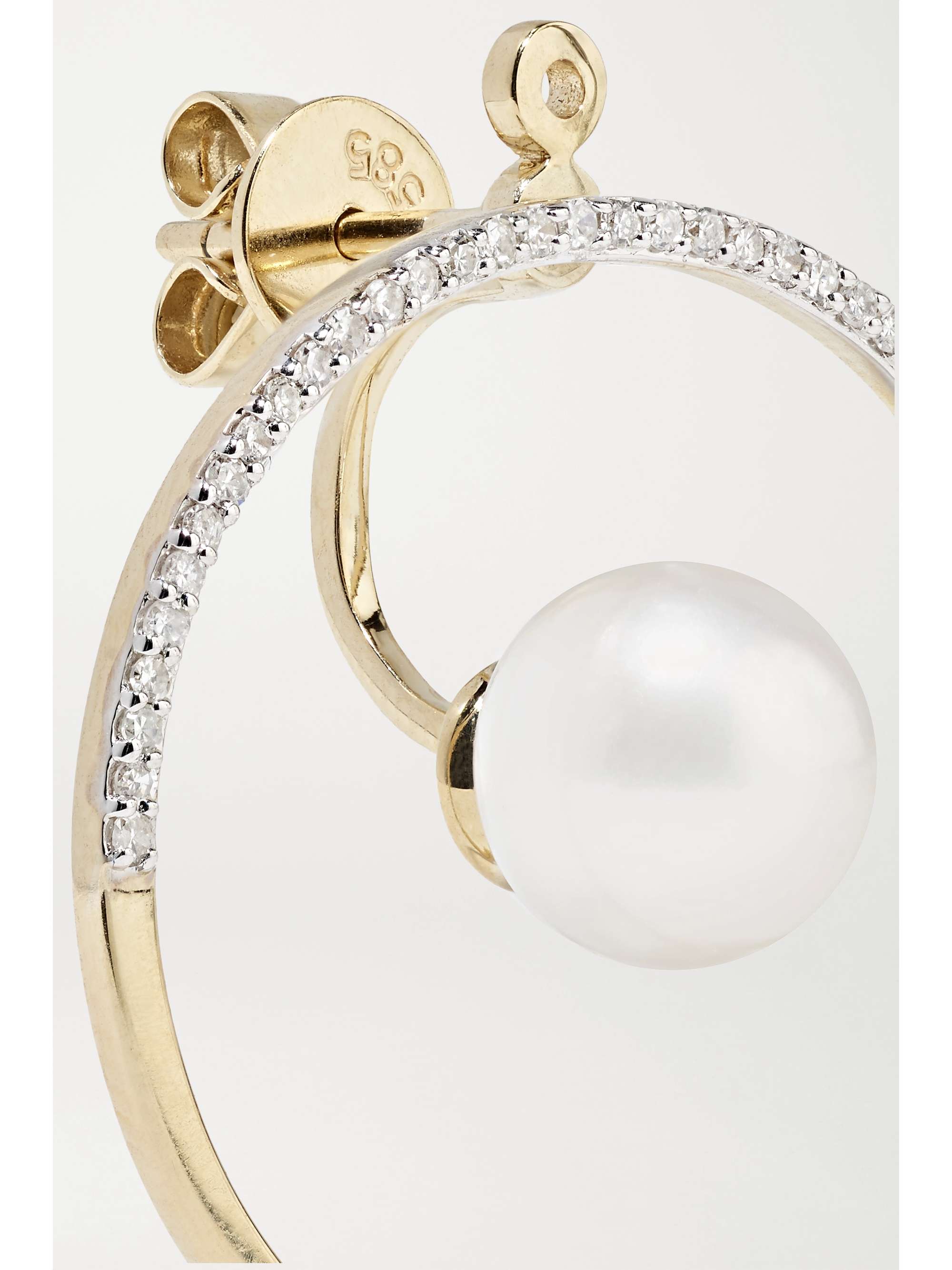 MATEO 14-karat gold, diamond and pearl earrings