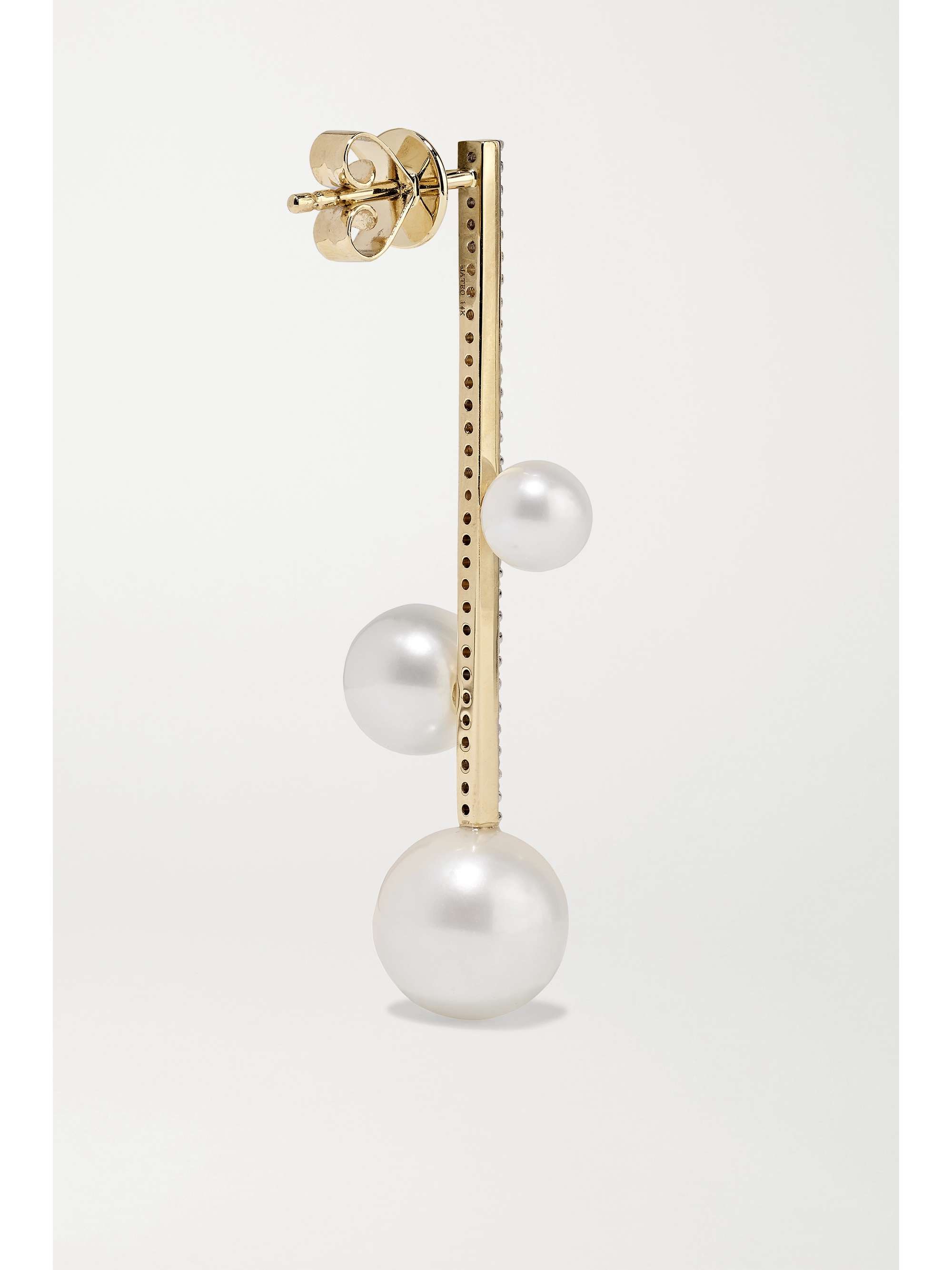 MATEO 14-karat gold, pearl and diamond earrings
