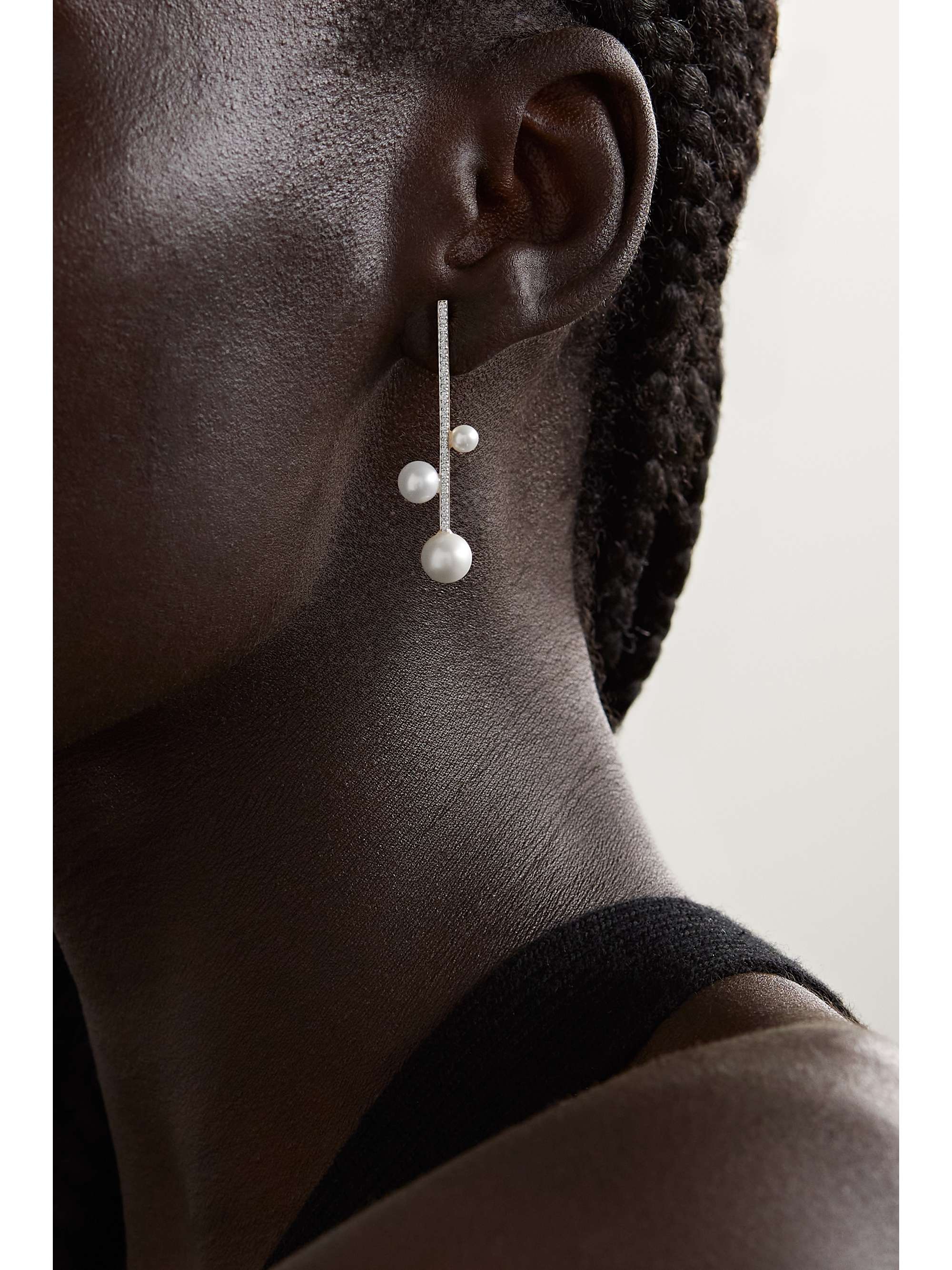 MATEO 14-karat gold, pearl and diamond earrings