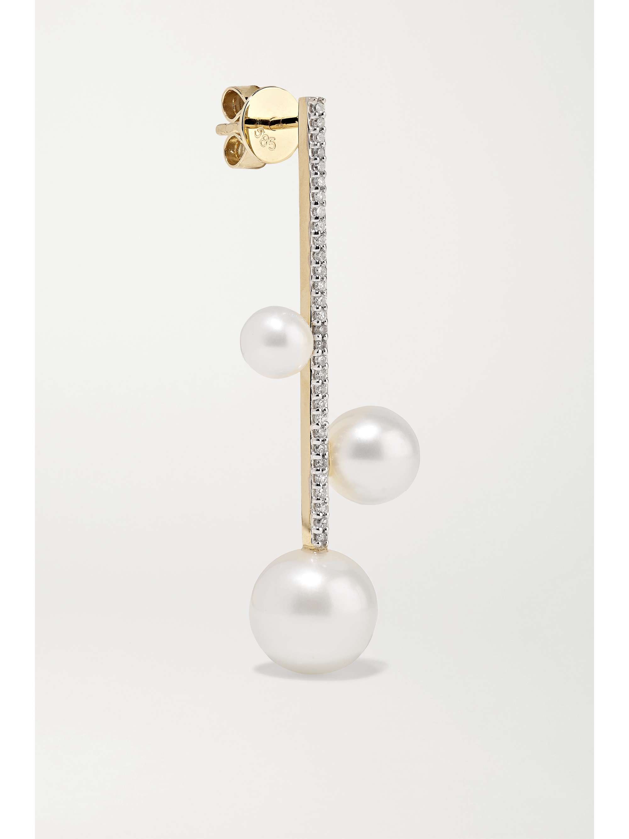 MATEO 14-karat gold, pearl and diamond earrings
