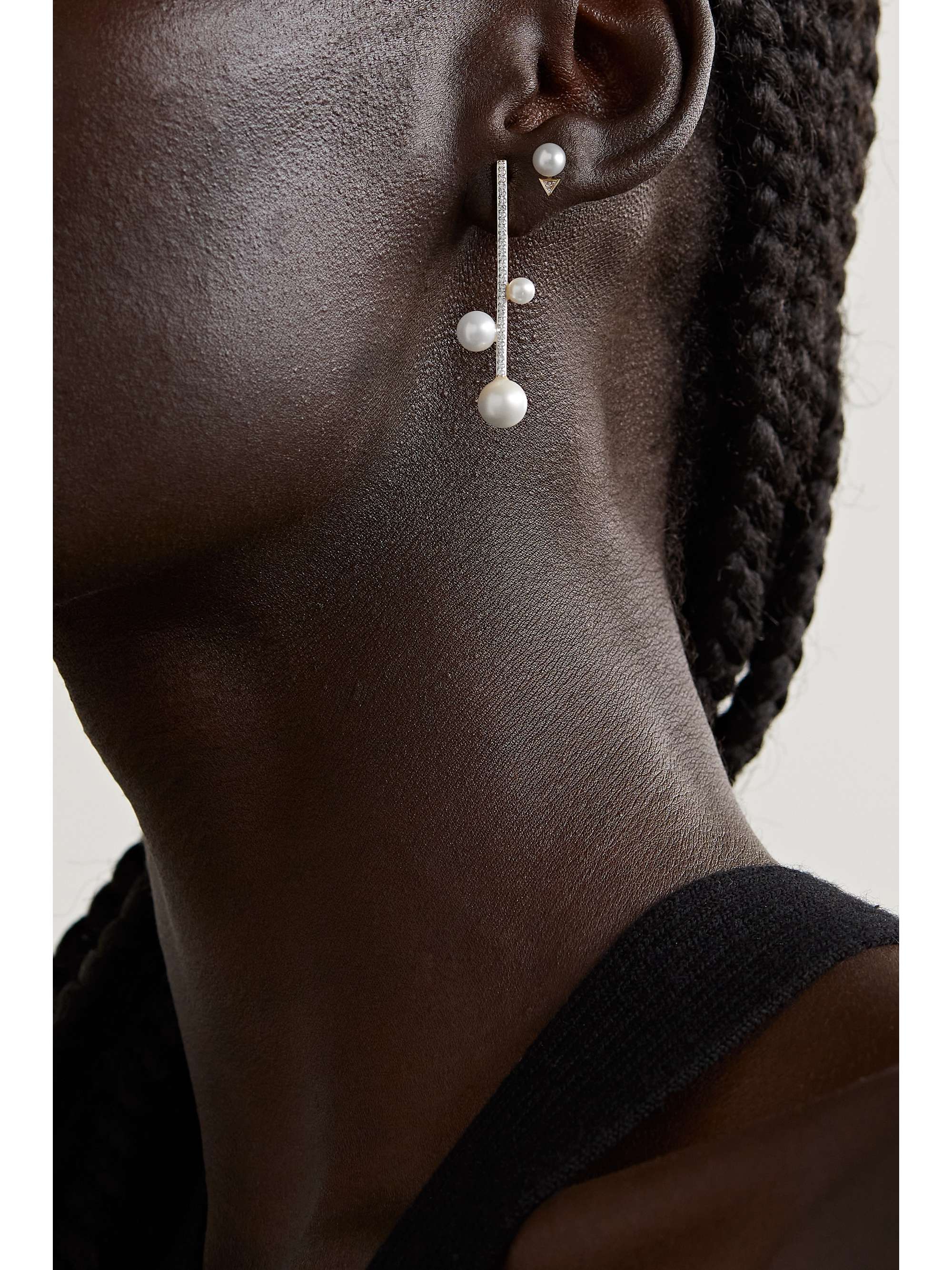 MATEO 14-karat gold, pearl and diamond earrings