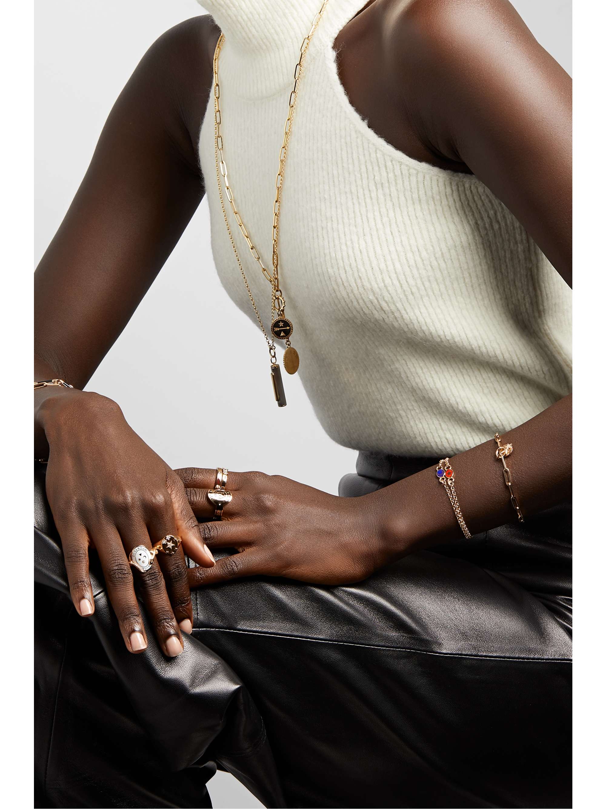 FOUNDRAE Karma 18-karat gold and enamel bracelet