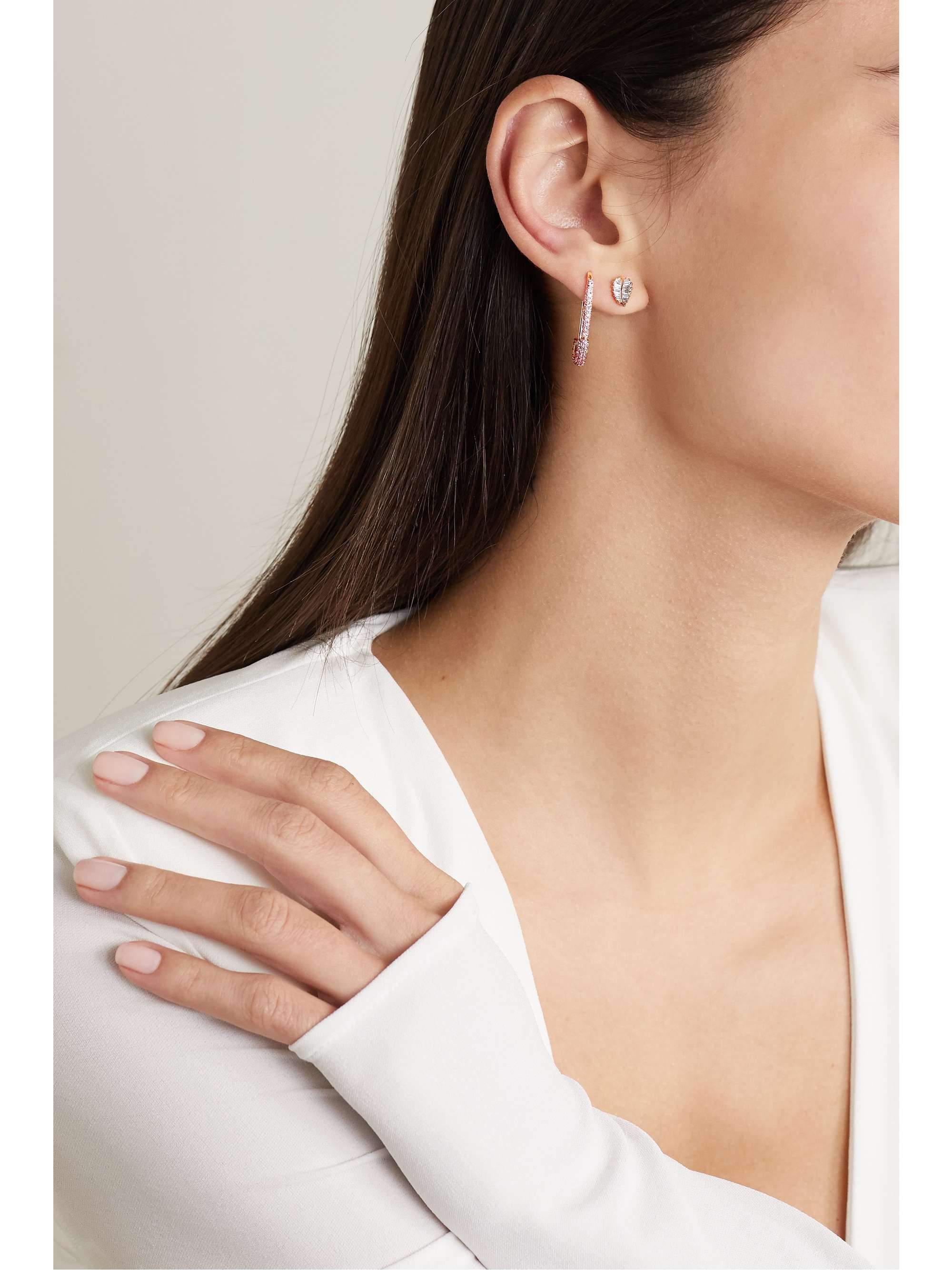 ANITA KO Palm Leaf small 18-karat rose gold diamond earrings