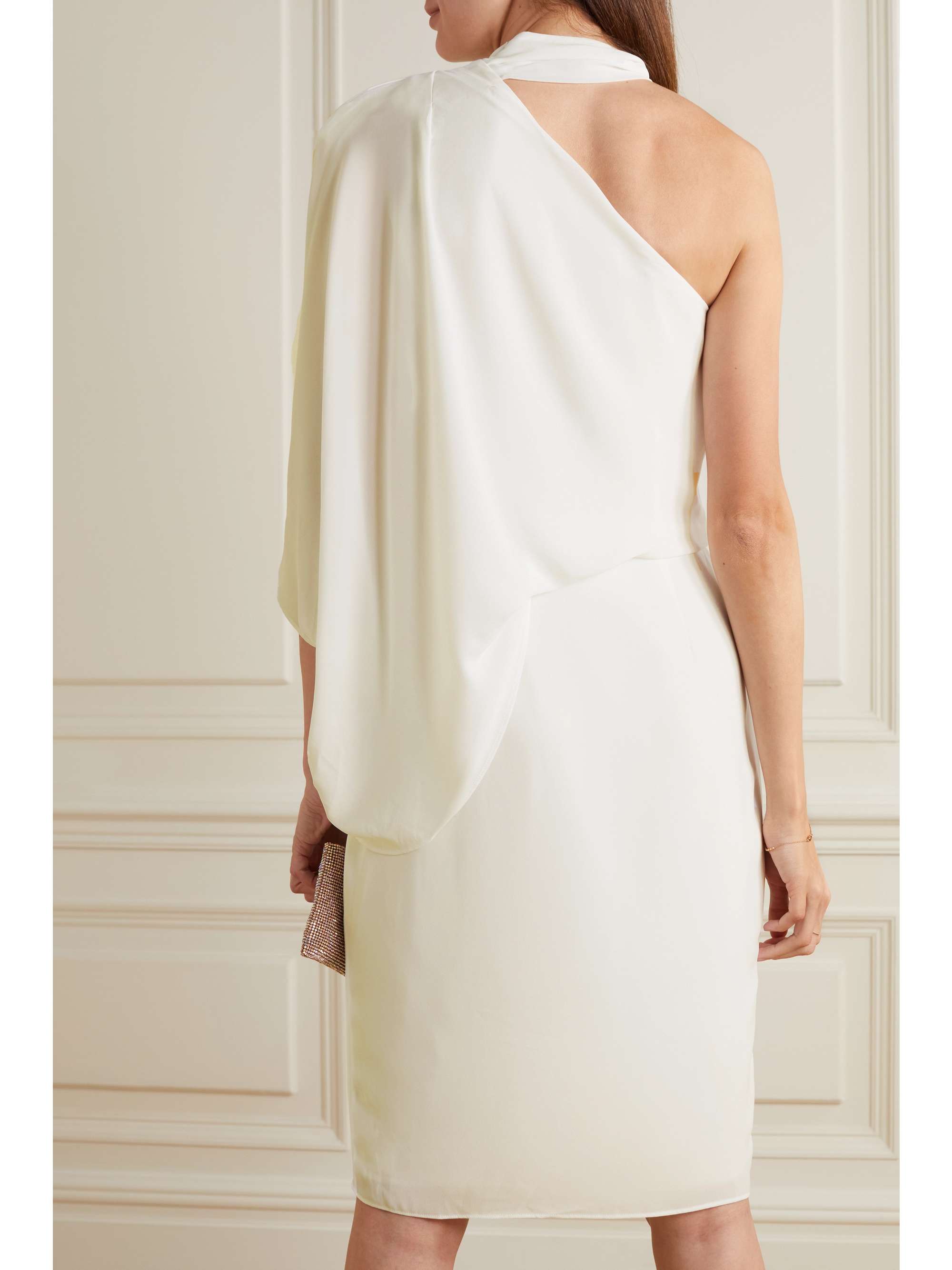 HALSTON One-shoulder crepe dress
