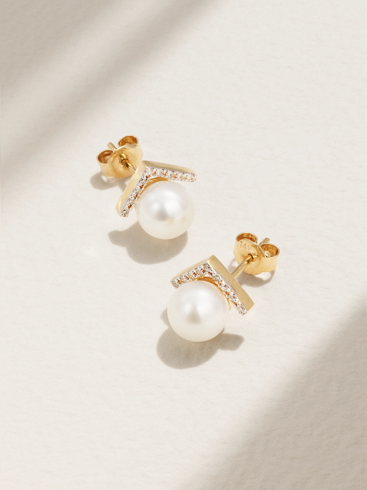 Mateo 14-karat Gold, Diamond And Pearl Earrings