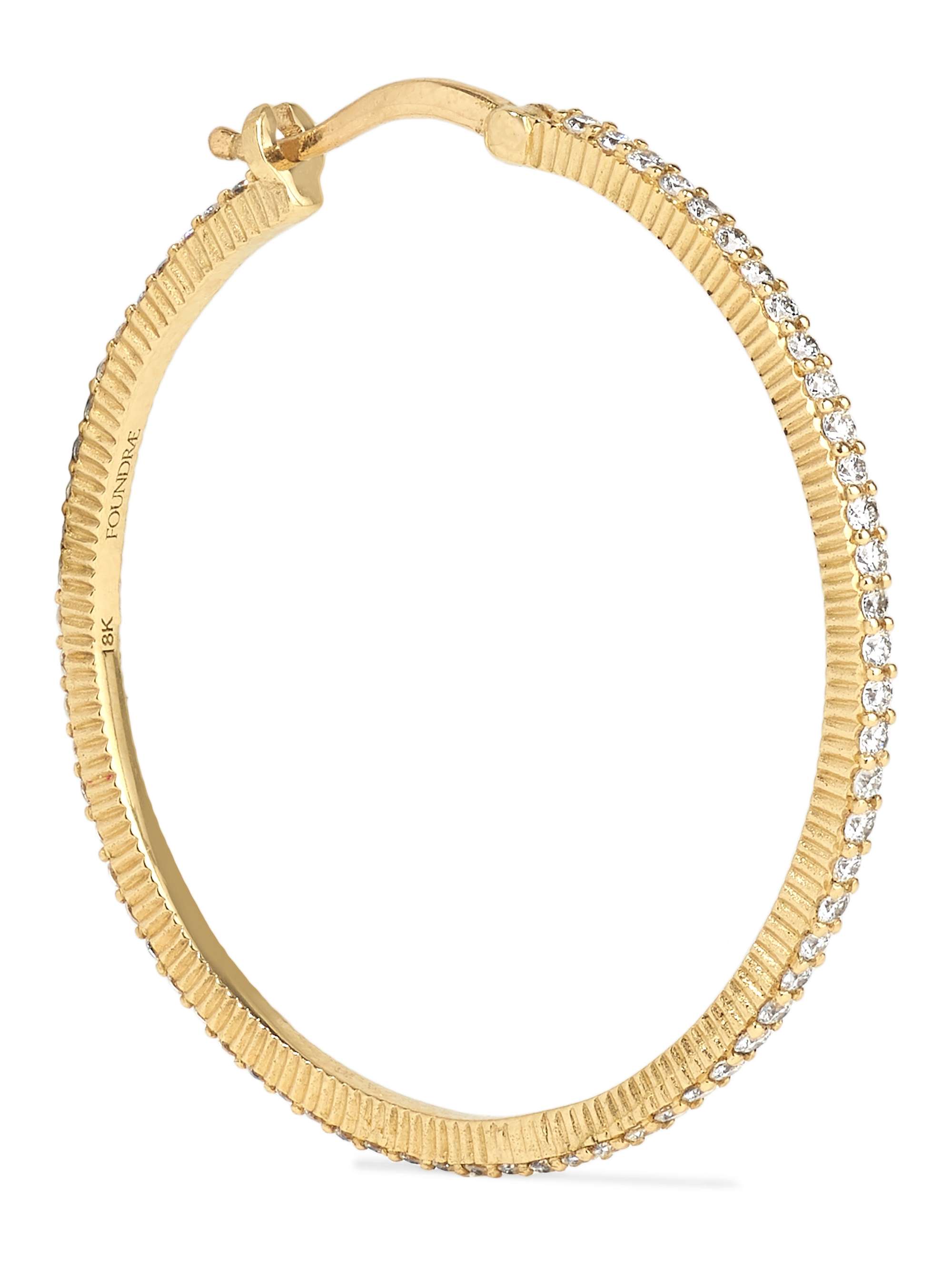 FOUNDRAE Medium 18-karat gold, diamond and petrified wood hoop earring