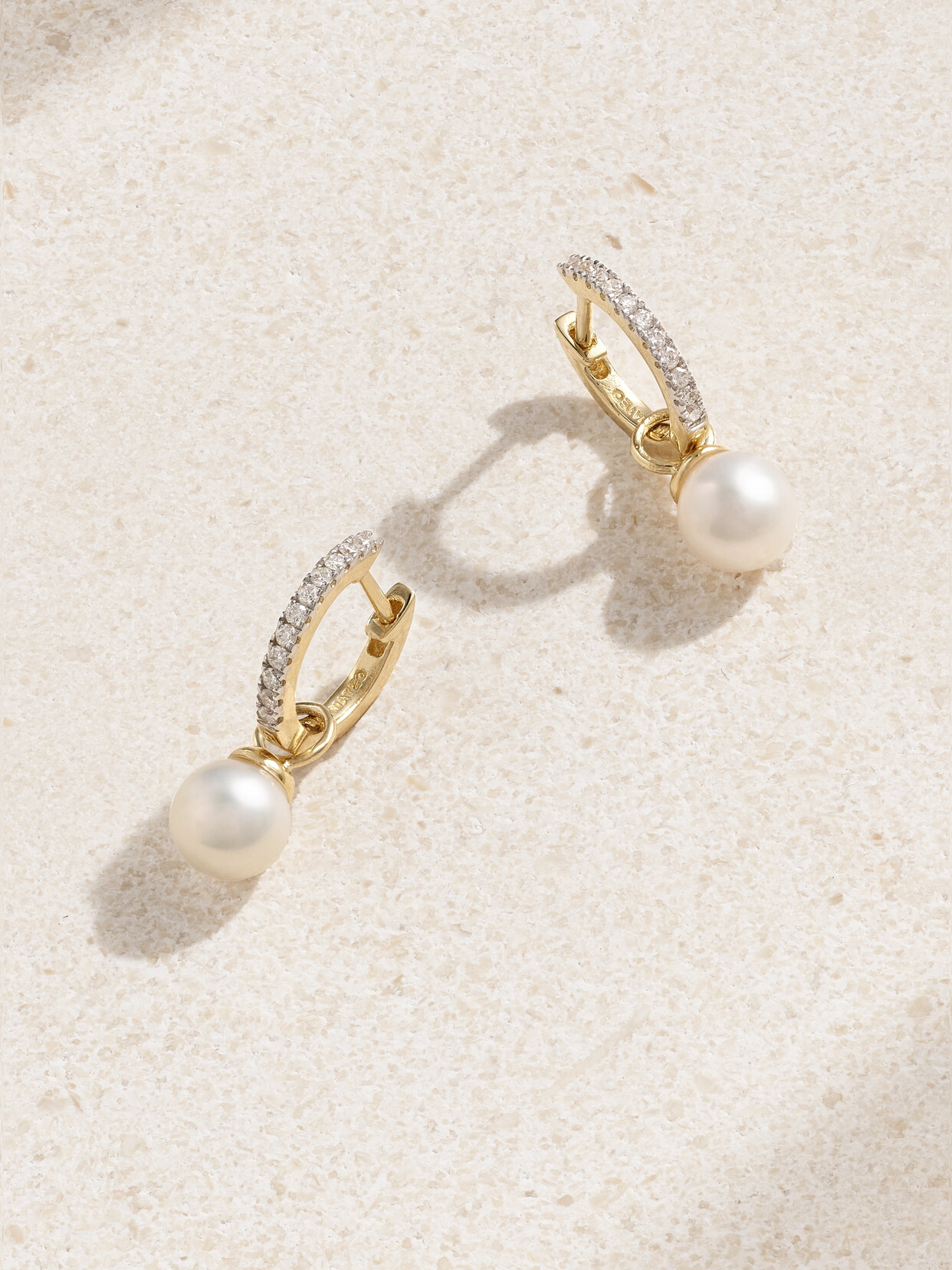 Mateo 14-karat Gold, Diamond And Pearl Hoop Earrings