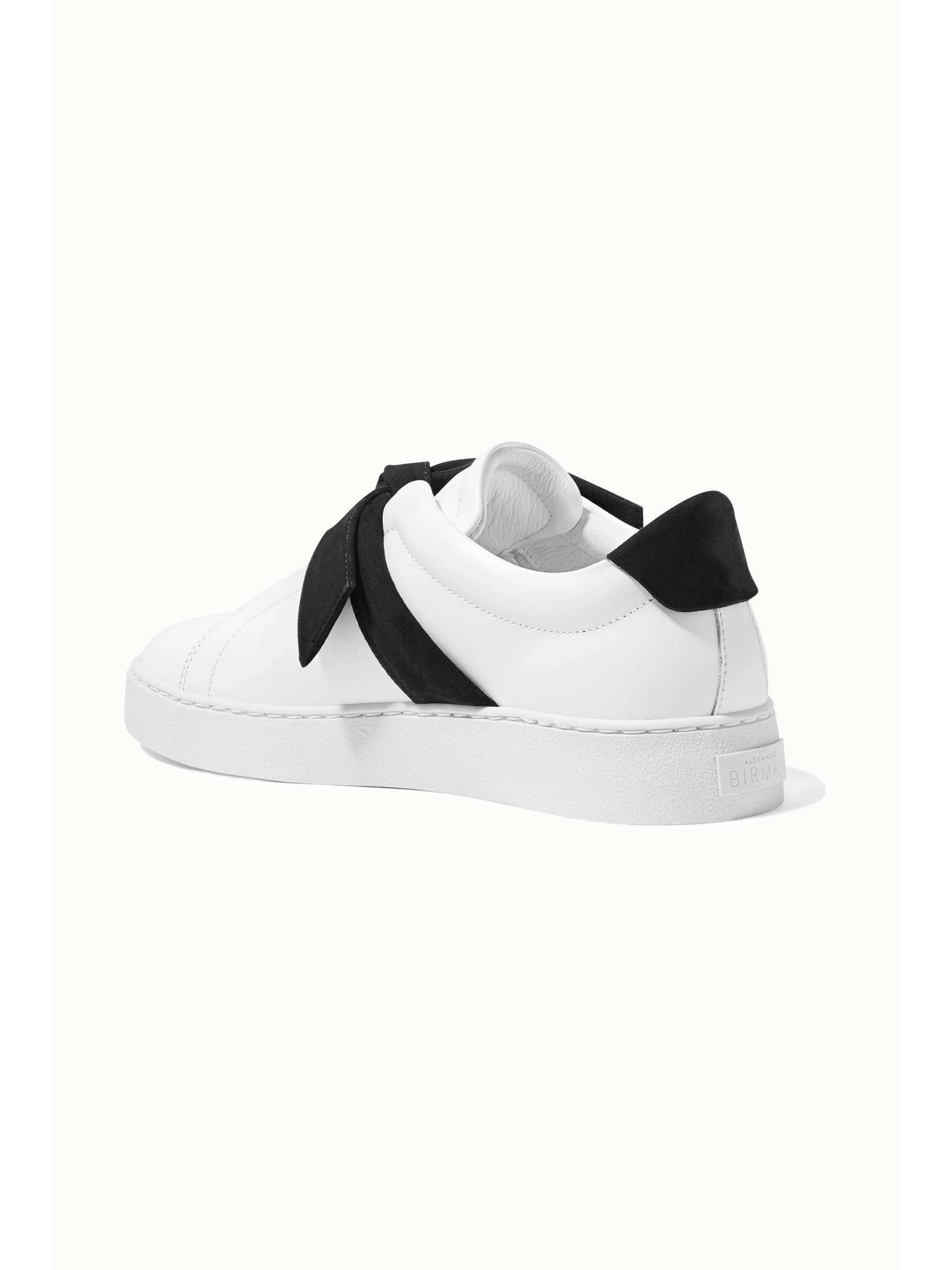 ALEXANDRE BIRMAN Clarita bow-embellished suede-trimmed leather slip-on sneakers