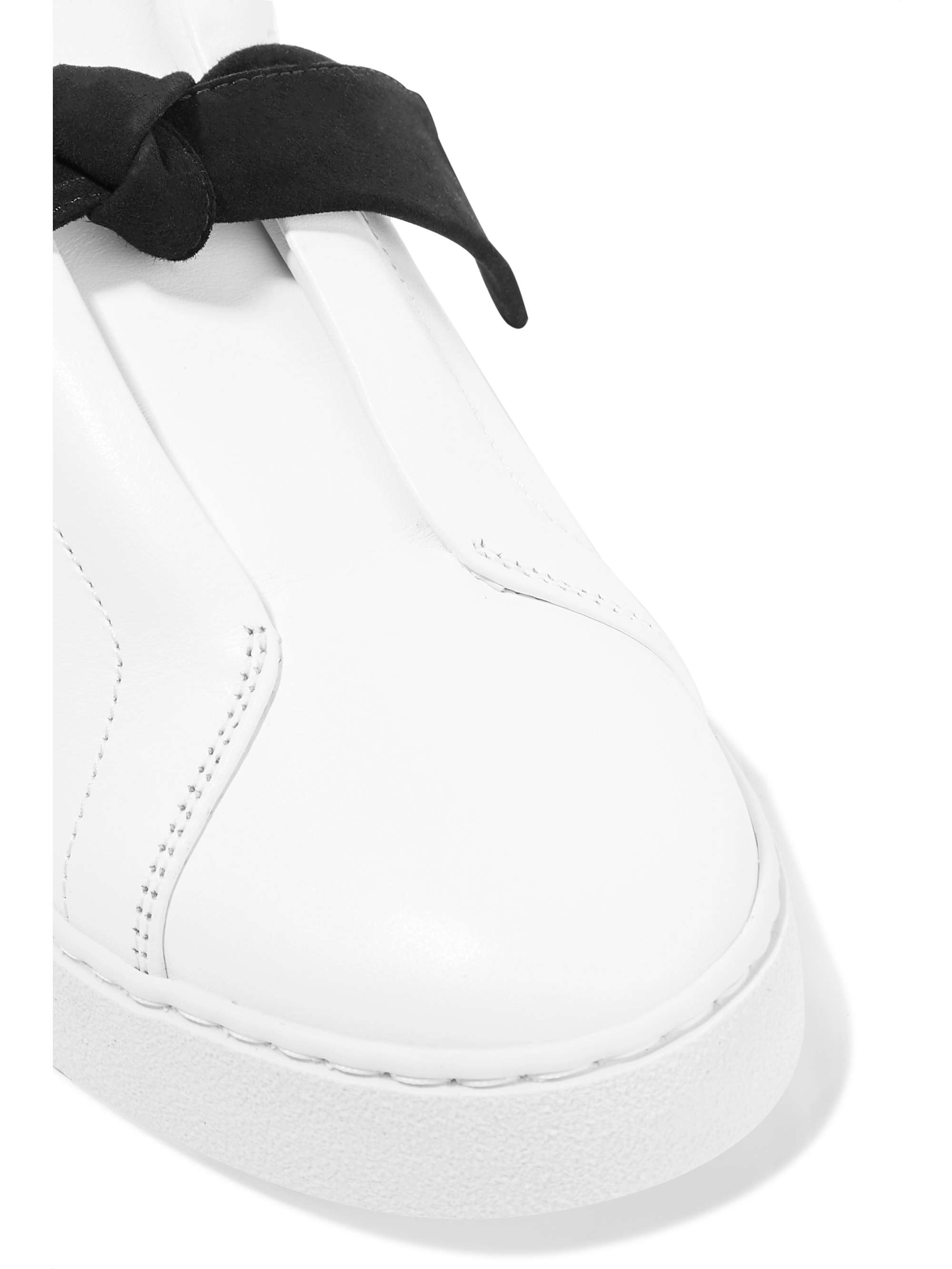 ALEXANDRE BIRMAN Clarita bow-embellished suede-trimmed leather slip-on sneakers