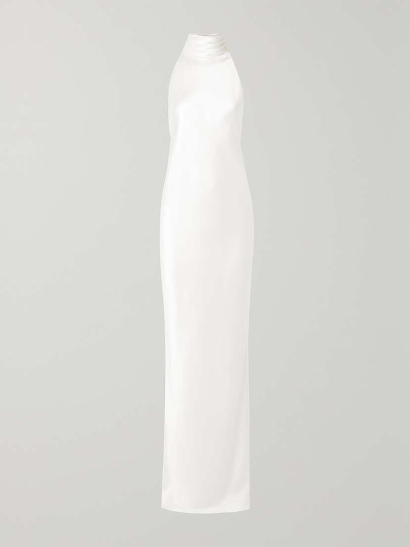 Brandon Maxwell Open-back Silk-charmeuse Halterneck Gown