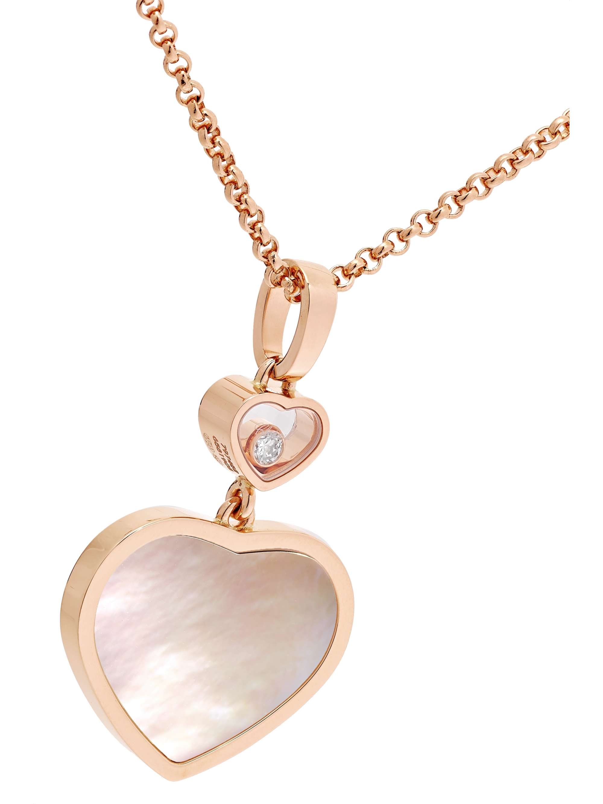 CHOPARD Happy Hearts 18-karat rose gold, onyx and diamond necklace
