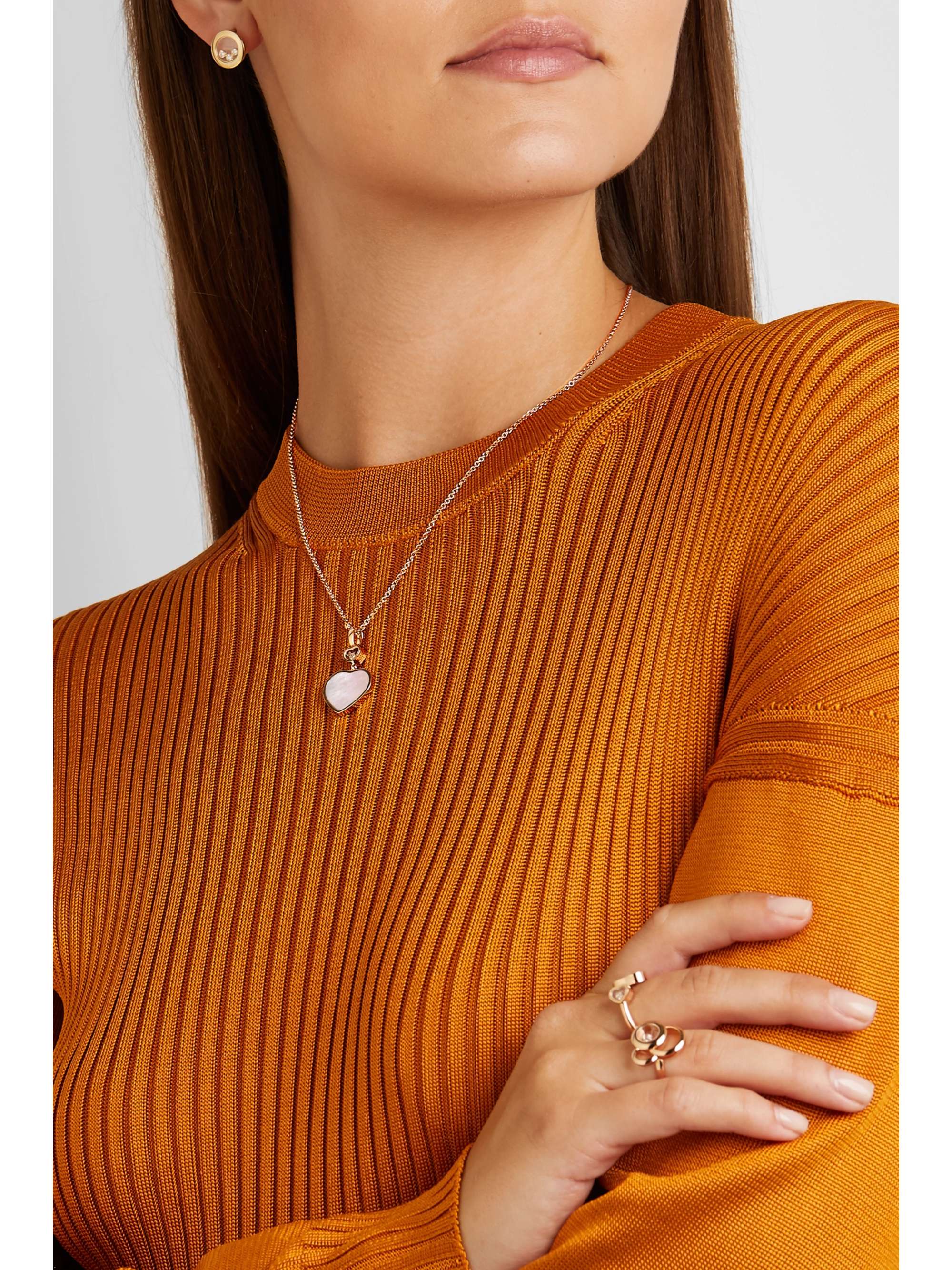 CHOPARD Happy Hearts 18-karat rose gold, onyx and diamond necklace