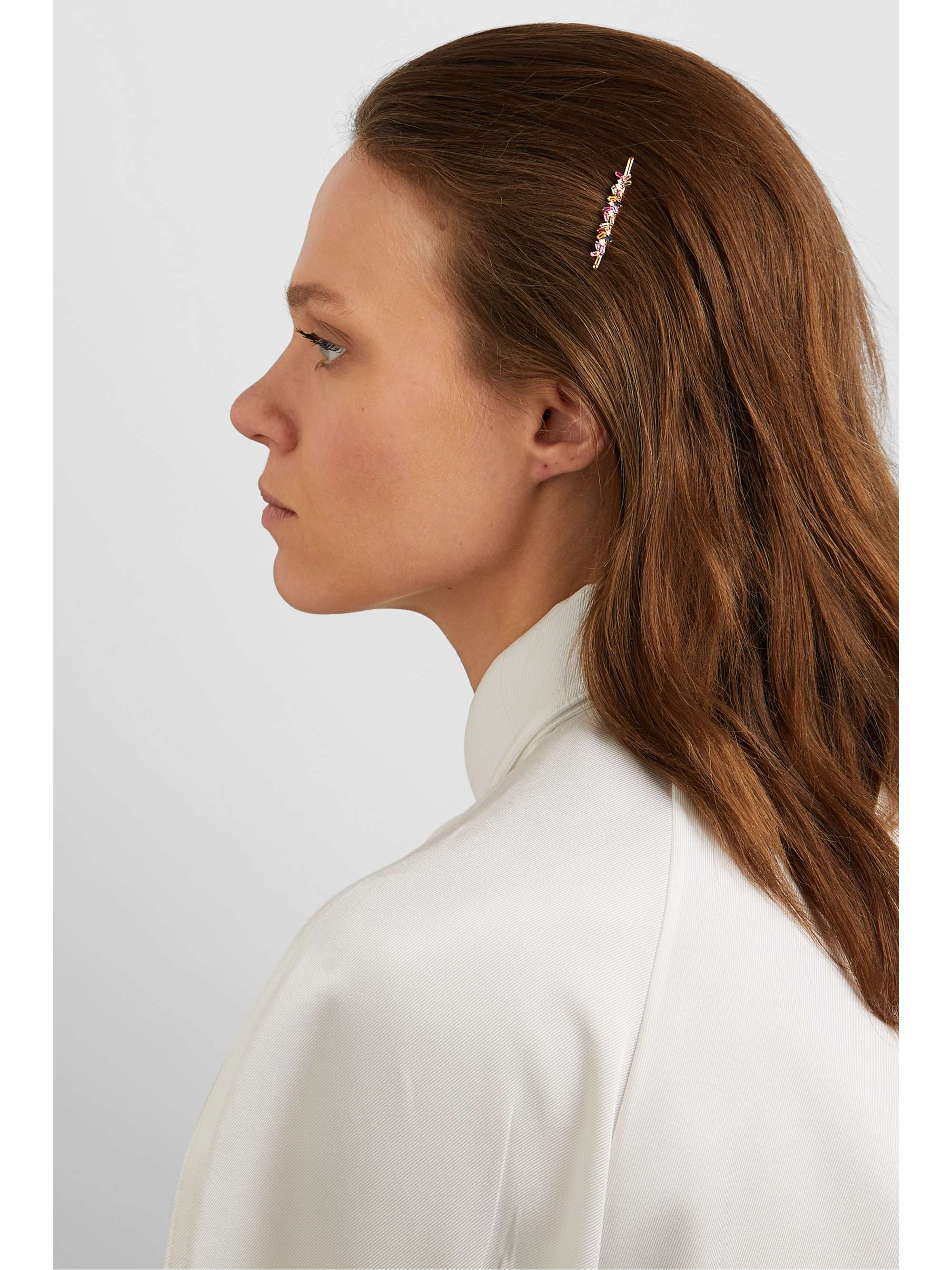 SUZANNE KALAN 18-karat gold, sapphire and diamond hair slide