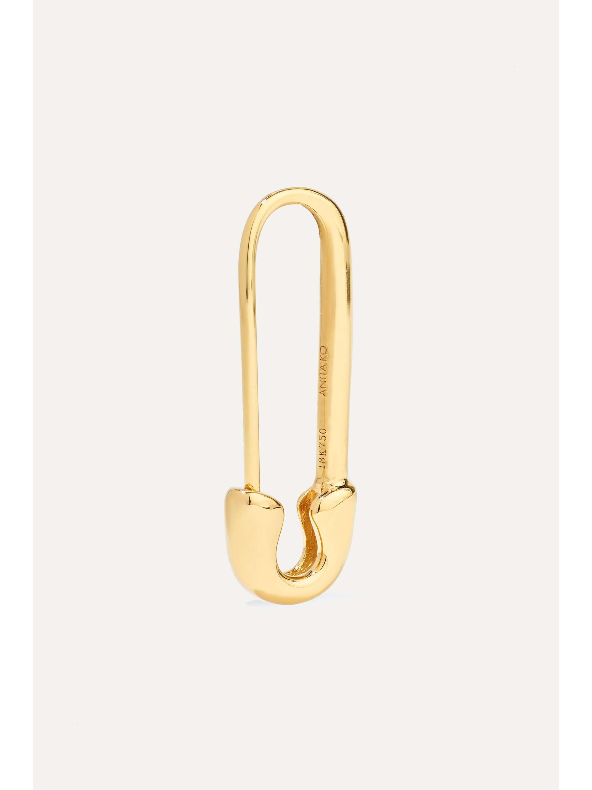 ANITA KO Safety Pin 18-karat gold earring