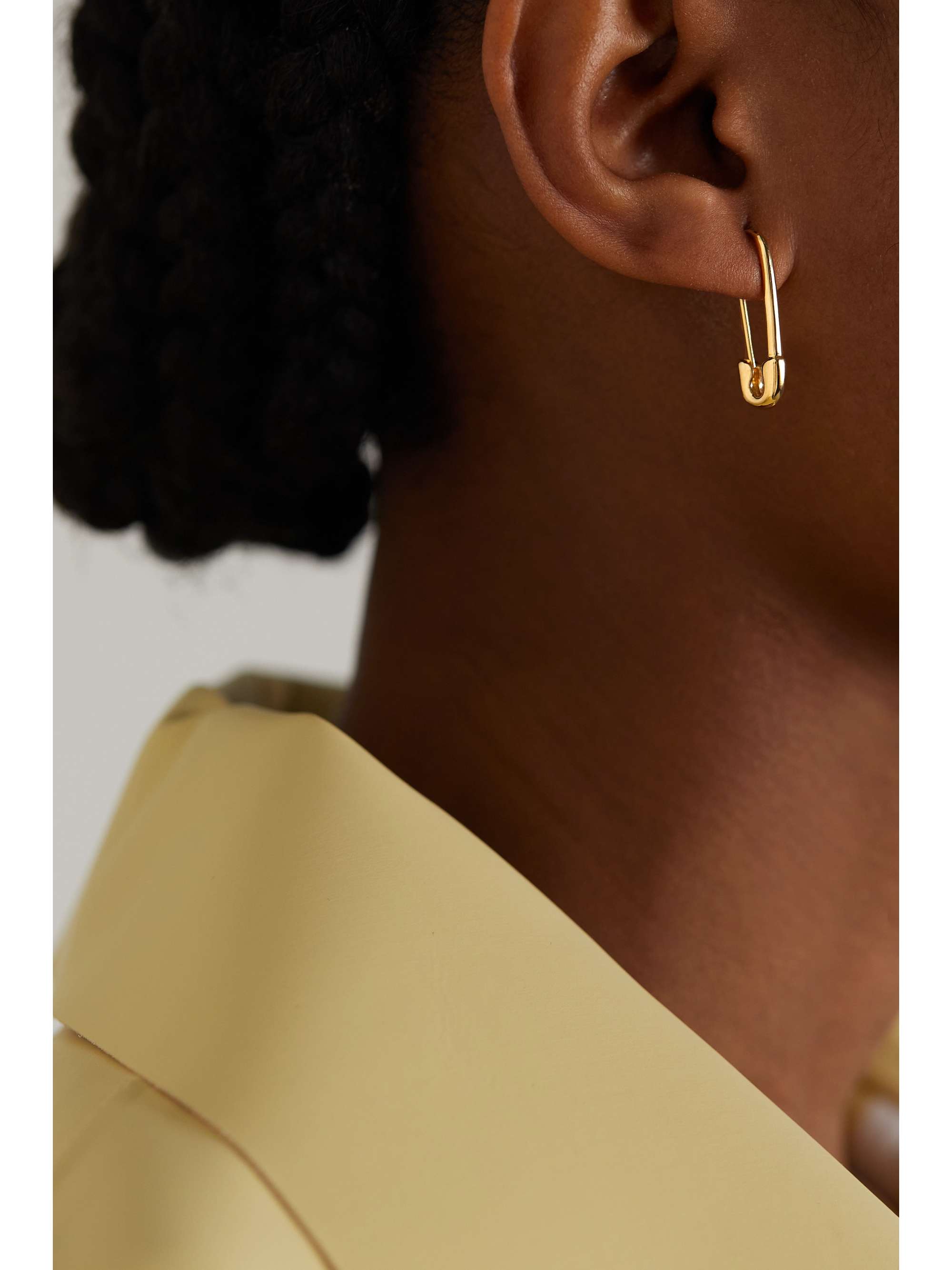 ANITA KO Safety Pin 18-karat gold earring