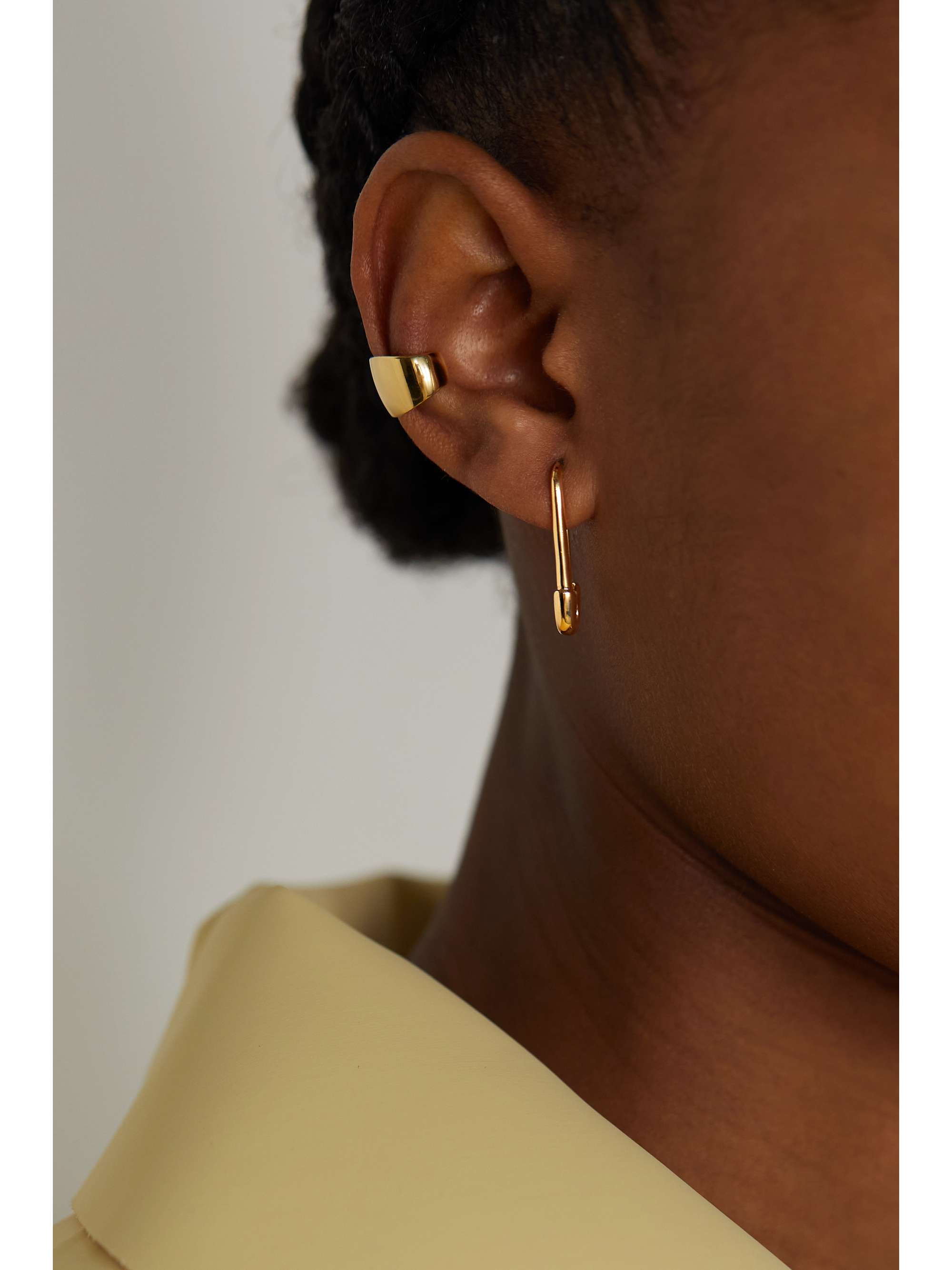 ANITA KO Safety Pin 18-karat gold earring